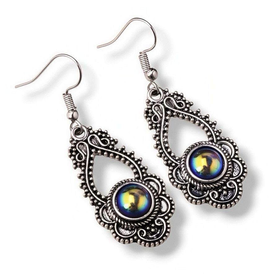 Other New Antique Silver Gothic Victorian Dark Stone Boho Earrings Size ONE SIZE - 4 Thumbnail