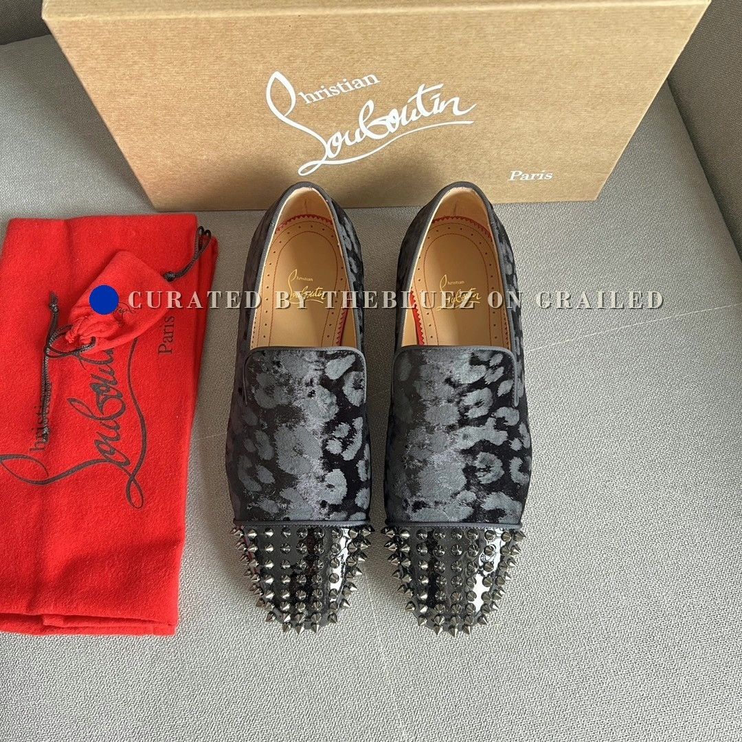 Christian Louboutin Men's Studded Loafers in Black, Men's (Size 8.5)
