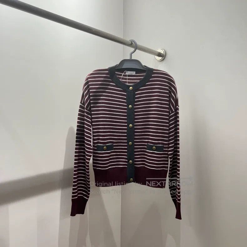 Brunello Cucinelli Brunello Cucinelli W25 Striped Button Knit Sweater Size M / US 6-8 / IT 42-44 - 1 Thumbnail