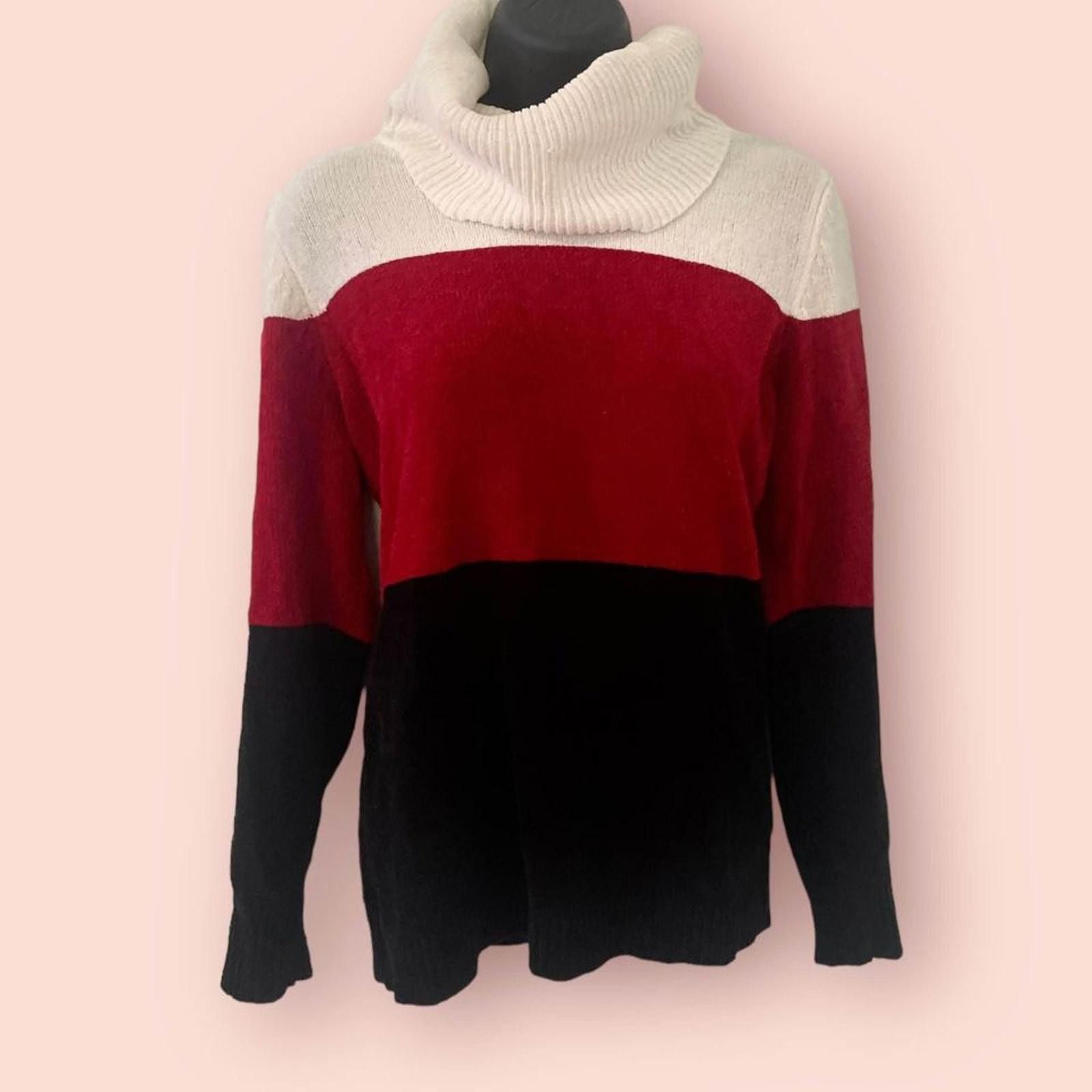 Unknown London Cozy Colorblock Turtleneck Sweater for Women Size M / US 6-8 / IT 42-44 - 2 Thumbnail