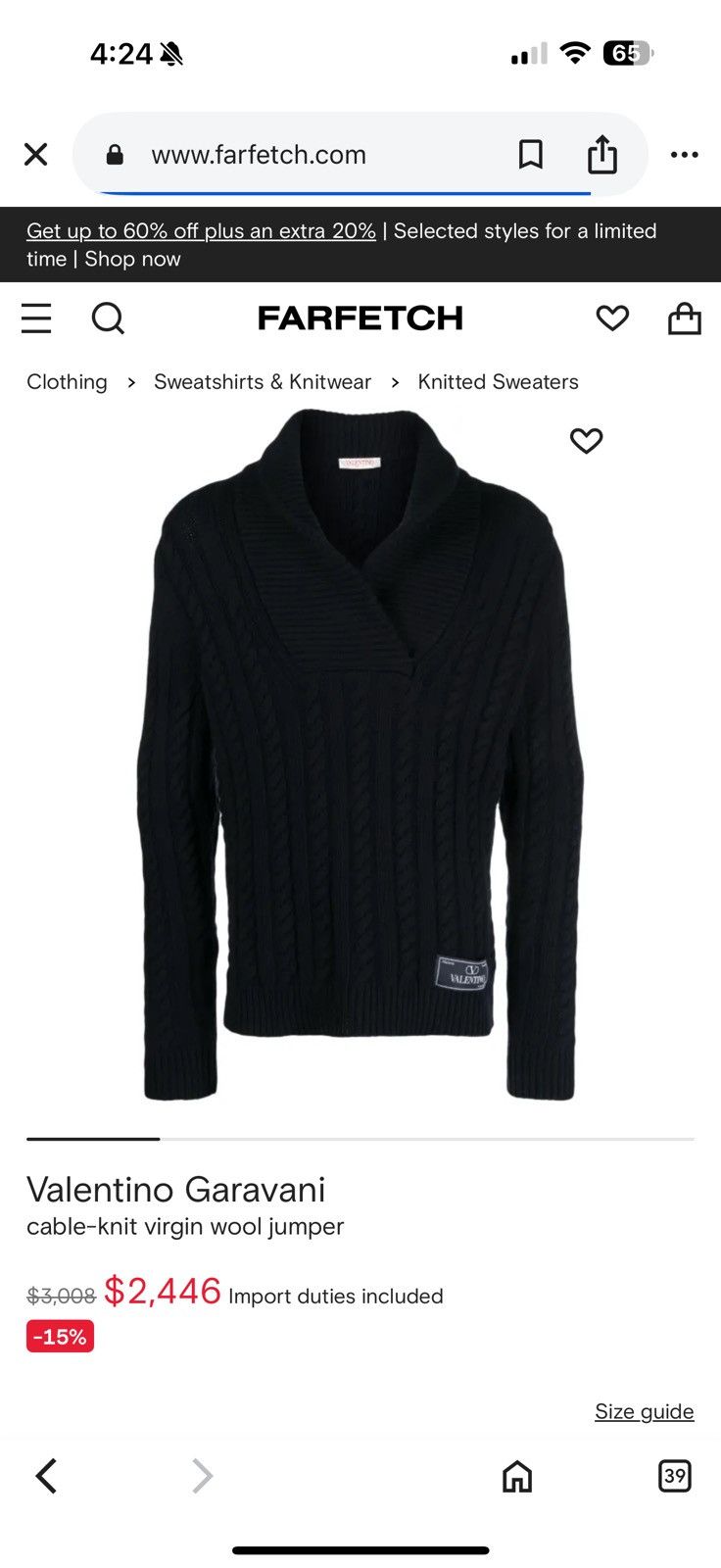 Valentino Valentino Garavani cable-knit virgin wool jumper medium Size US M / EU 48-50 / 2 - 12 Thumbnail