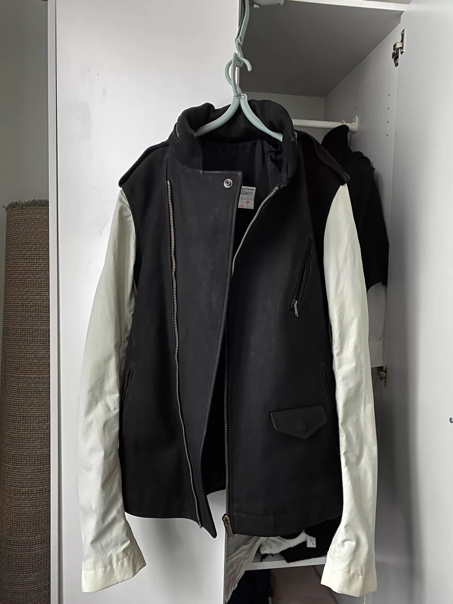 Rick Owens Rick Owens 13 Black White Colorblock Leather Jacket IT52 Size US L / EU 52-54 / 3 - 9 Thumbnail