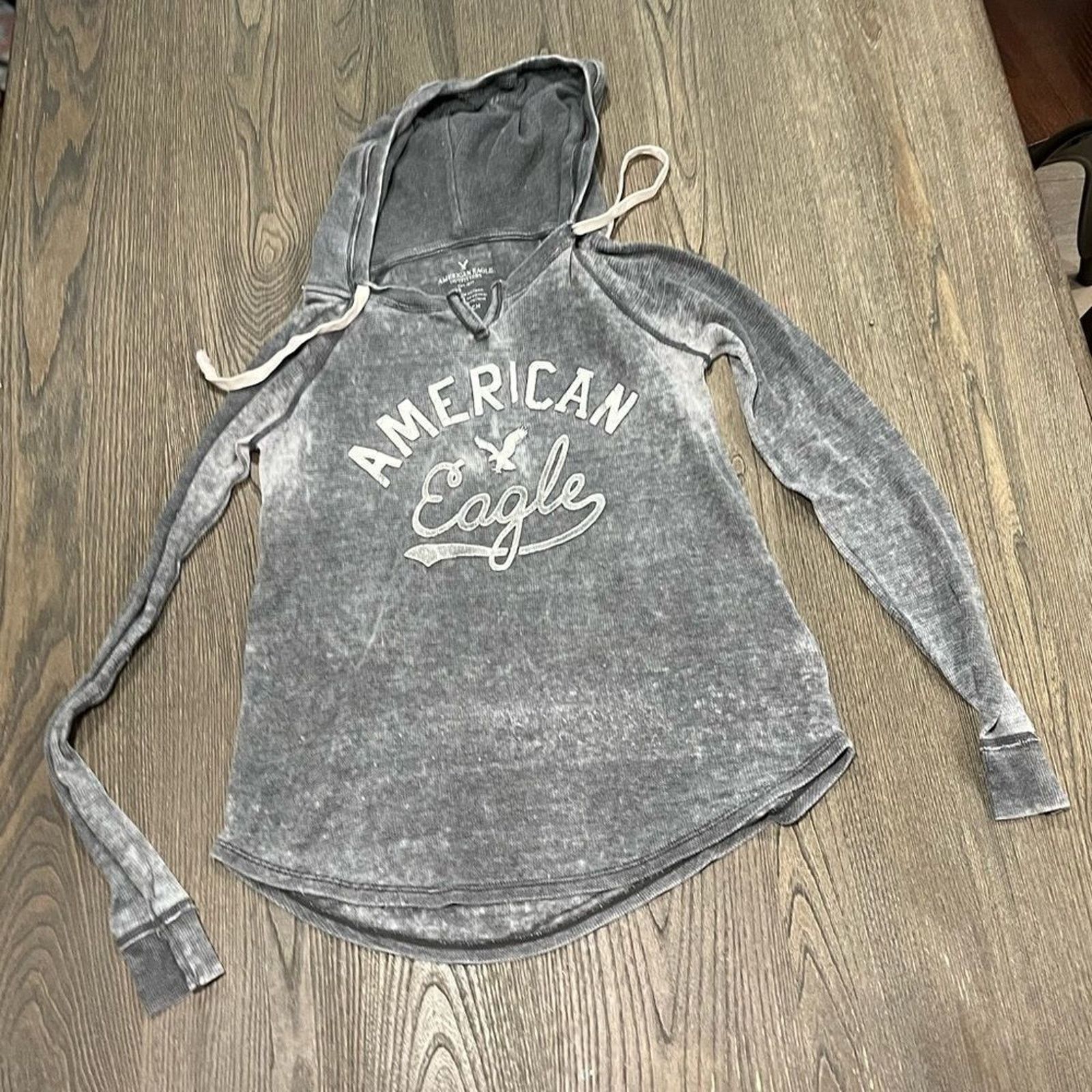 American Eagle Outfitters American Eagle Acid Wash Burnout Pullover Hoodie Size S Size S / US 4 / IT 40 - 1 Thumbnail