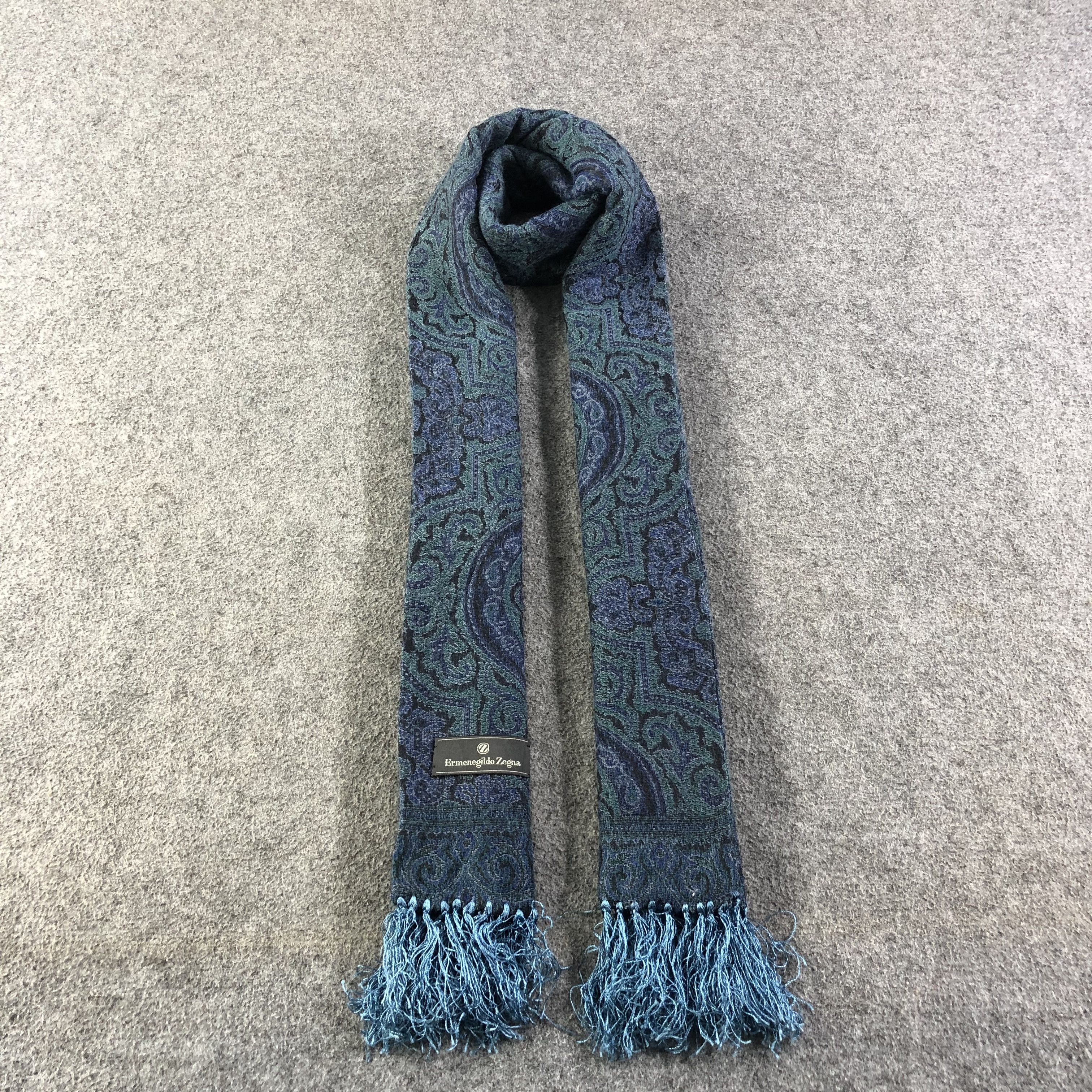 Ermenegildo Zegna Ermenegildo Zegna Paisley Wool Scarf Muffler V1079 Size ONE SIZE - 1 Thumbnail