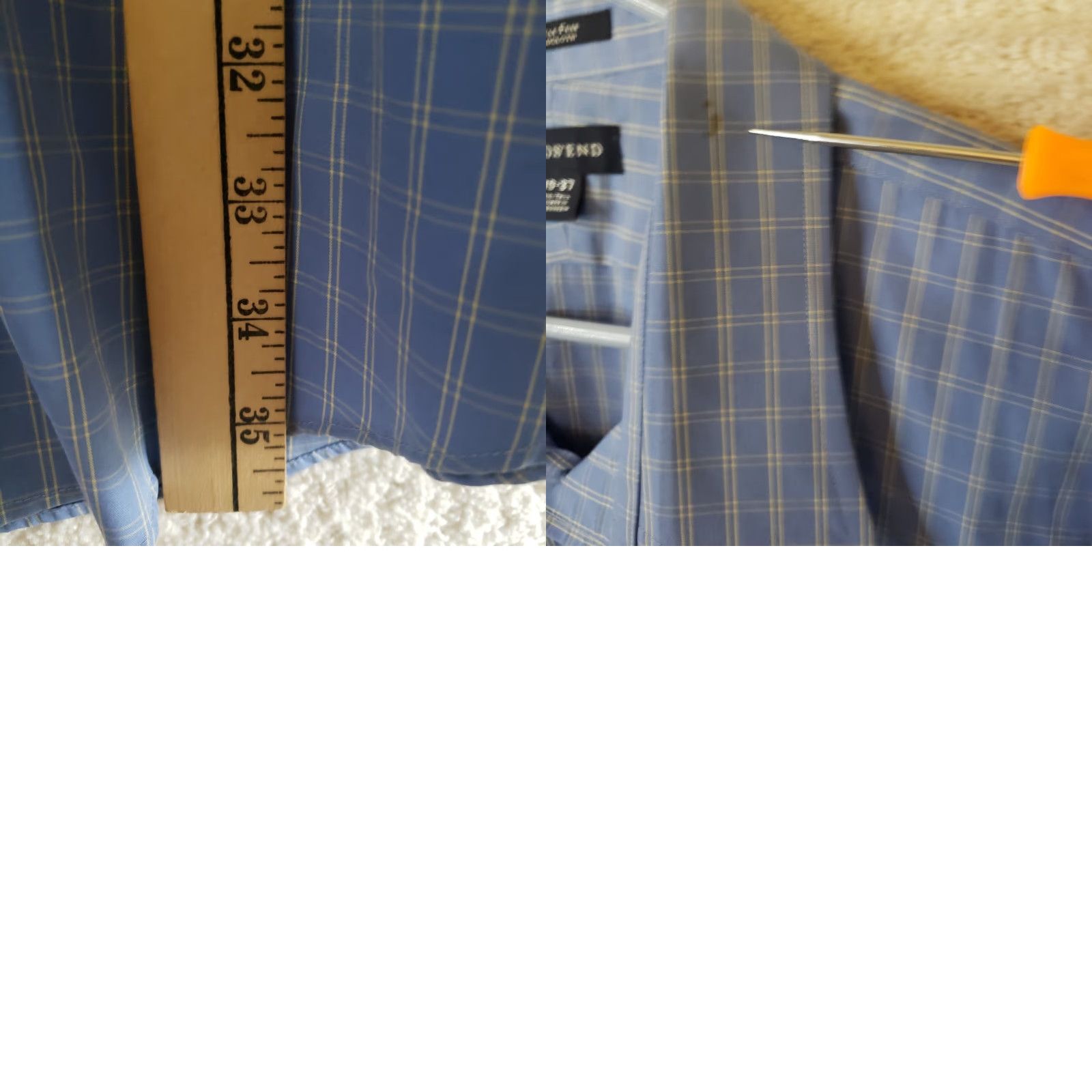 Lands' End Lands' End Men's Big & Tall 19-37 Traditional Fit Blue Check No Iron Twill Shirt Size US XXL / EU 58 / 5 - 10 Thumbnail