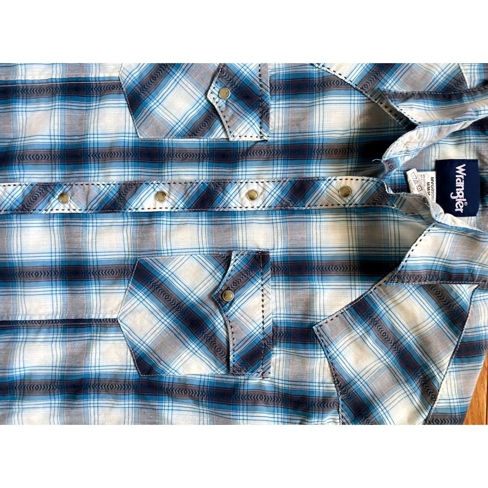 Wrangler Wrangler Wrancher Men's Western Pearl Snap Plaid Long Sleeve Shirt Sz Medium Size US M / EU 48-50 / 2 - 4 Thumbnail