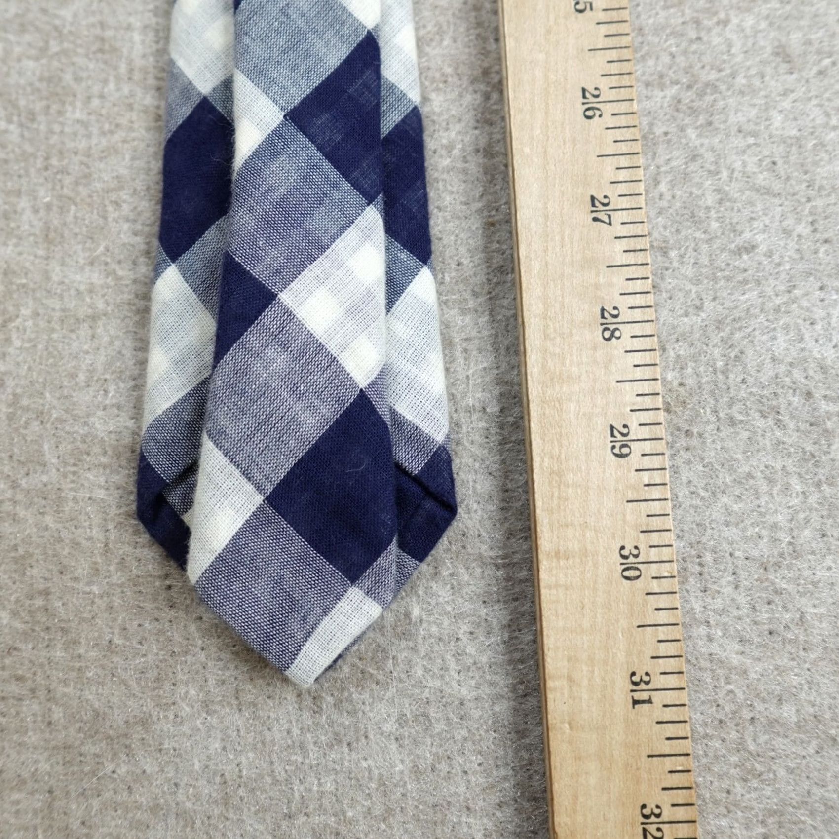 Vintage Alexander Olch Tie Blue Plaid 100% Cotton Handmade in New York Men Tie Skinny 57"-60" Blue Plaid NS Size ONE SIZE - 4 Thumbnail