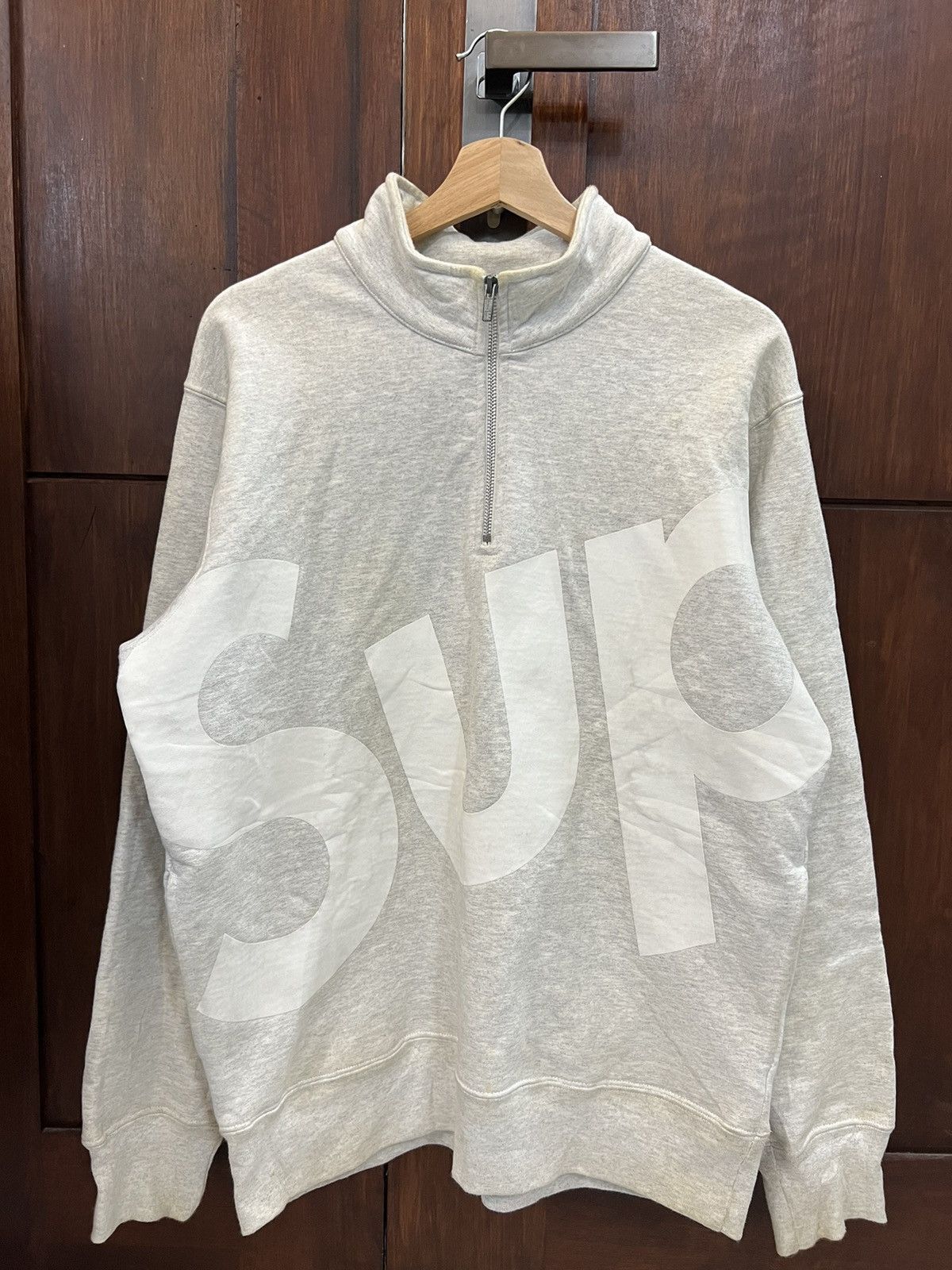 image of Supreme Sup Big Logo Sweatshirt in Grey, Men's (Size Large)