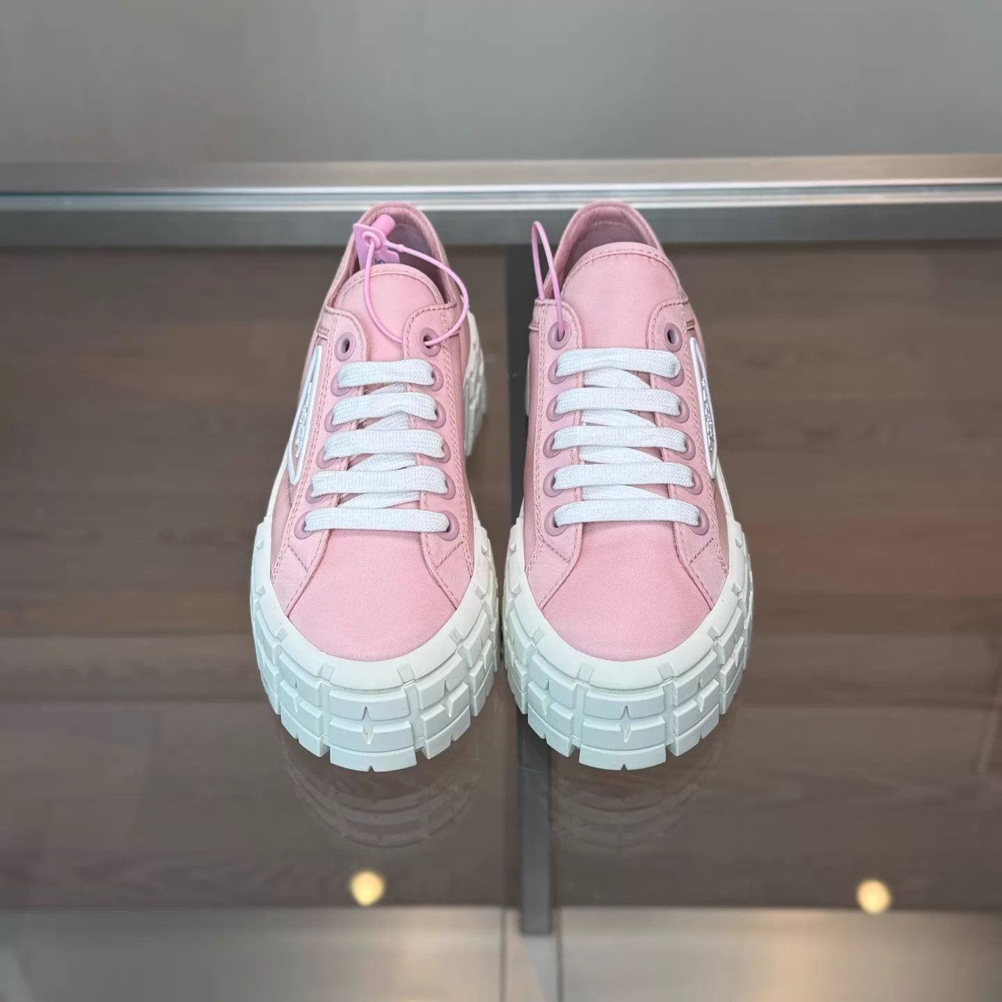 Prada Prada Triangle Pink Nylon Platform Cracker Wmns 36 Size US 5.5 / IT 35.5 - 2 Thumbnail