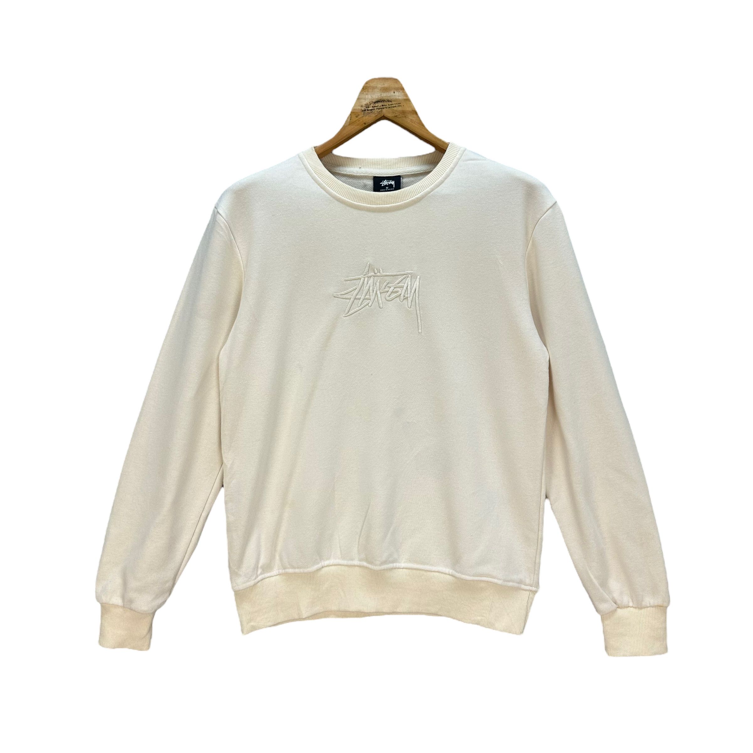 STUSSY EMBROIDERY BIG LOGO ALL WHITE SWEATSHIRTS #8437-008