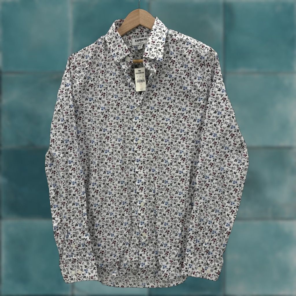 Express Express Shirt Mens Small White Floral Extra Slim Cotton Preppy NWT 14.5 32/33 Dress Shirt Sportswear Size US S / EU 44-46 / 1 - 1 Thumbnail