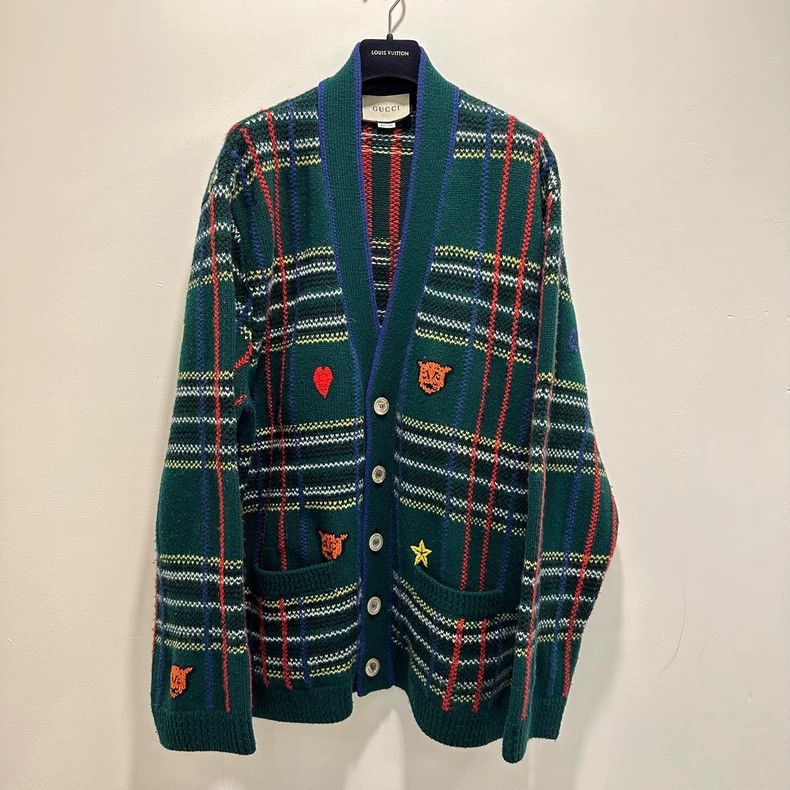 Gucci Gucci Dark green striped embroidered cardigan jacket 2501-N Size US L / EU 52-54 / 3 - 1 Thumbnail