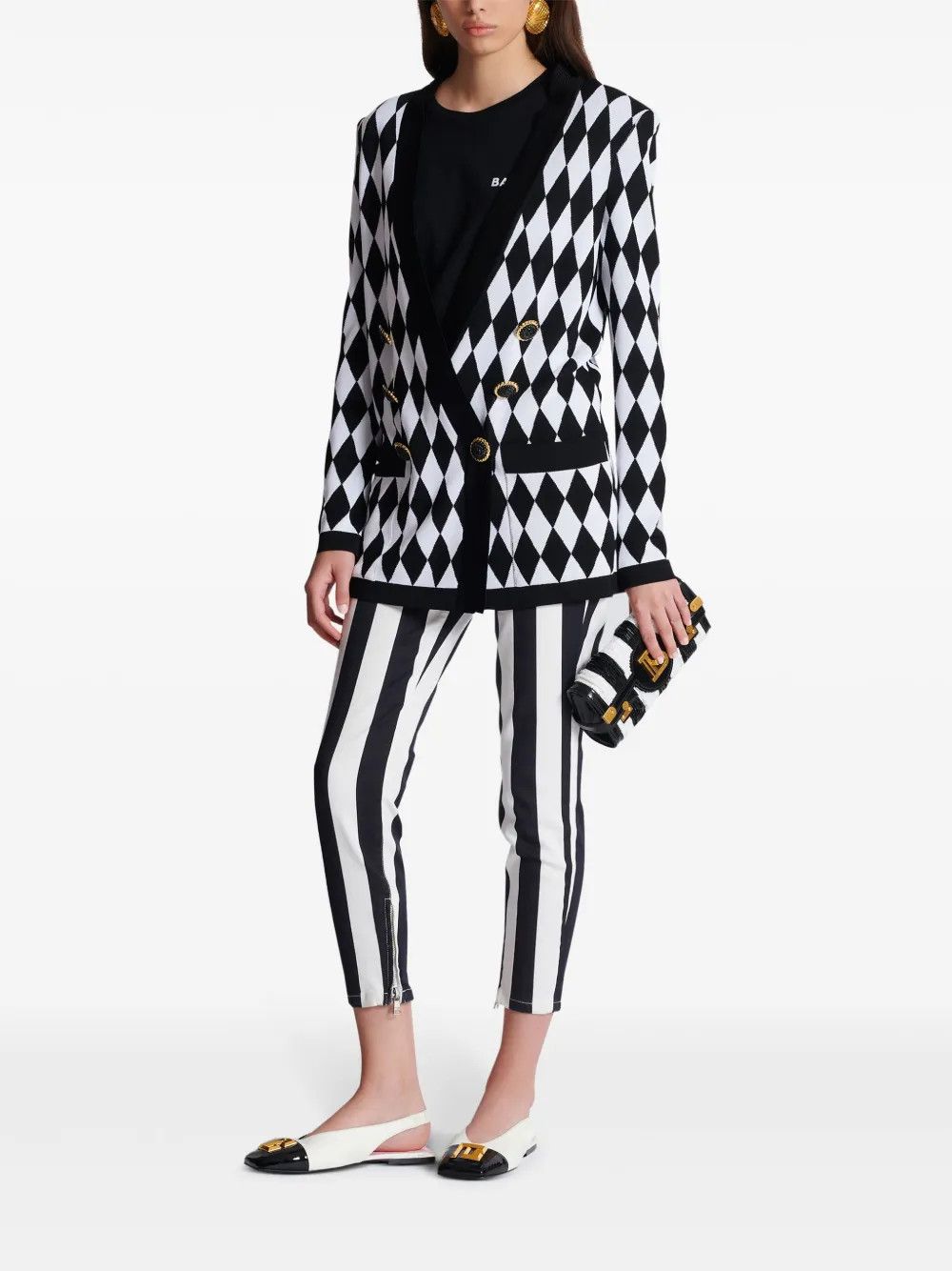 o1s1wg110825 Patterned Jacquard Jacket in Black/White