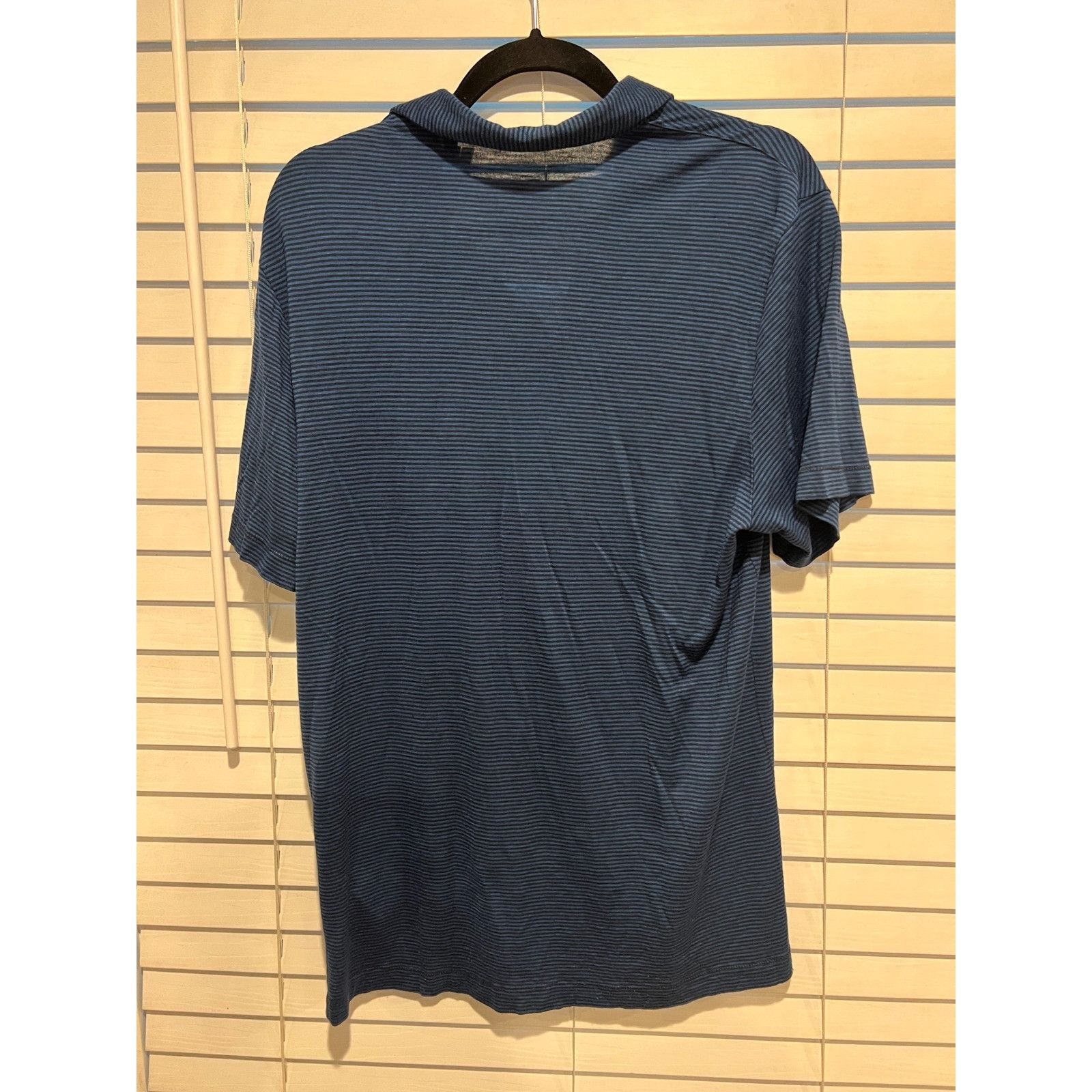 Theory Theory Mens Polo Shirt Large L Blue Black Striped Short Slee Size US L / EU 52-54 / 3 - 4 Thumbnail