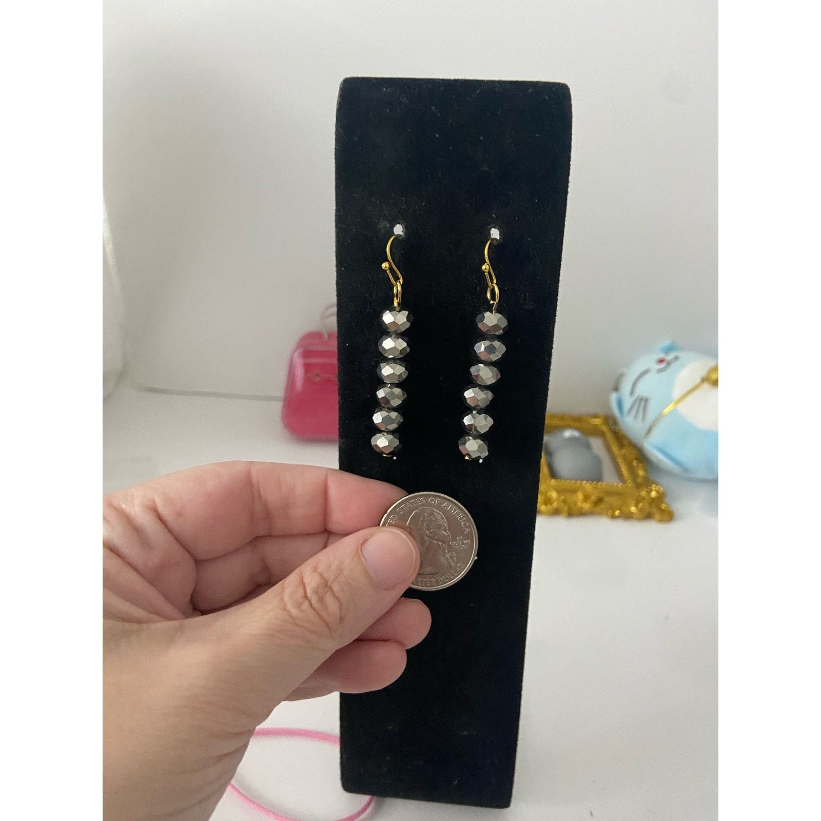 Handmade mirrored glass bead earrings Size ONE SIZE - 2 Thumbnail