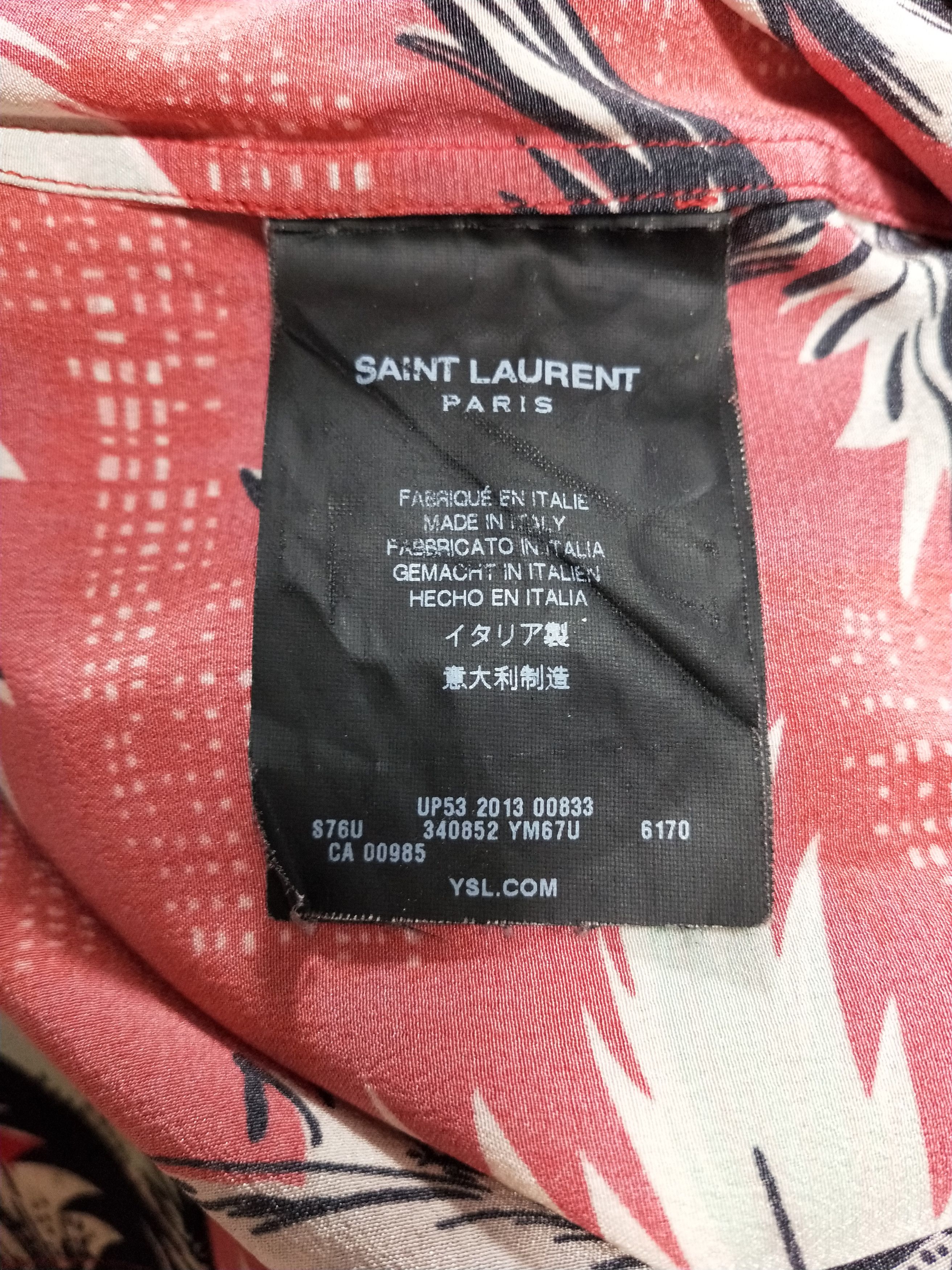 Saint Laurent Paris Red Silk Hawaiian Shirt Size US S / EU 44-46 / 1 - 5 Thumbnail
