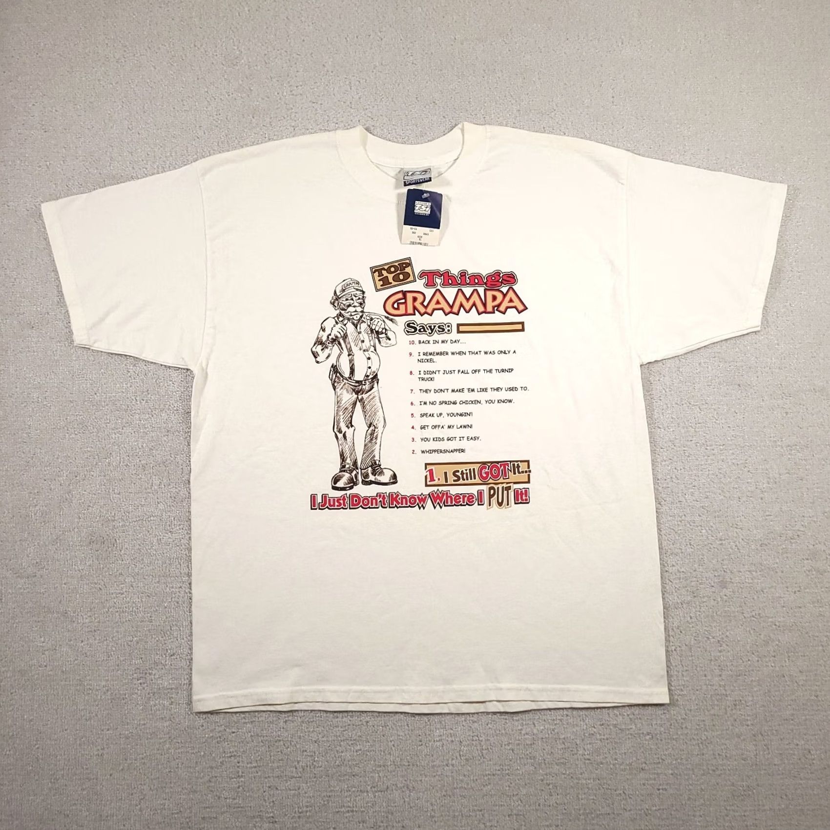 Vintage VINTAGE 90s Grandpa Funny Humor Quote Mens T-Shirt XL White Cotton Short Sleeve Crew Neck Graphic Print 90s Quotes Size US XL / EU 56 / 4 - 2 Thumbnail