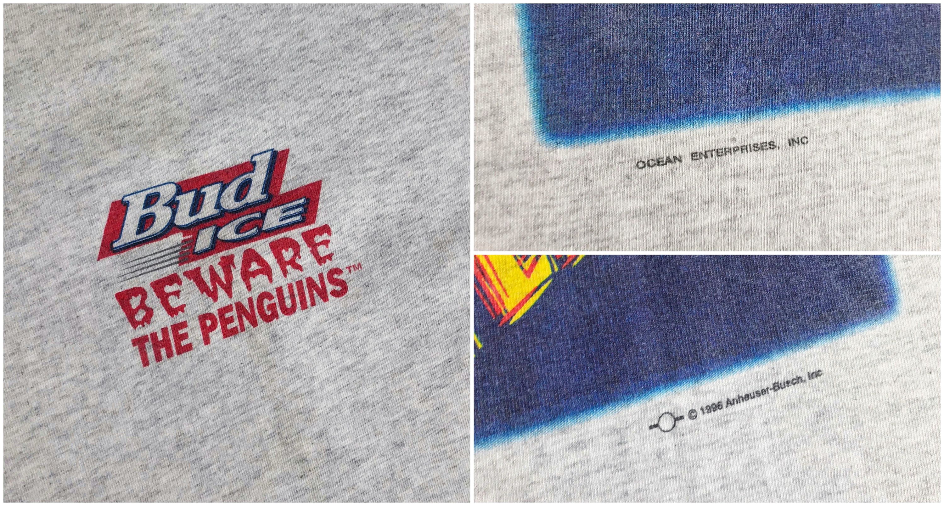 Anvil Vintage 90s BUDWESSER T shirt 1996 Penguins Single Stitch Size US XL / EU 56 / 4 - 7 Thumbnail