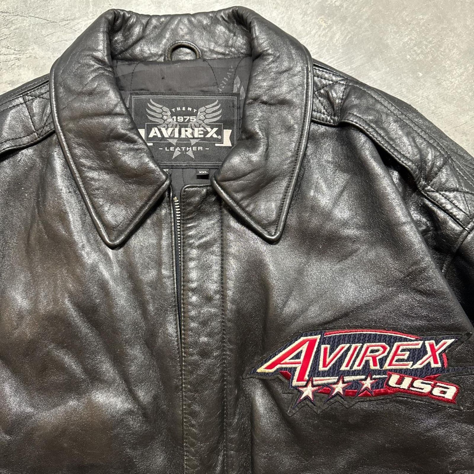 Avirex × Vintage Vintage 2000s Avirex Sky Boss Aviator Rap Leather Jacket Size US XXL / EU 58 / 5 - 5 Thumbnail