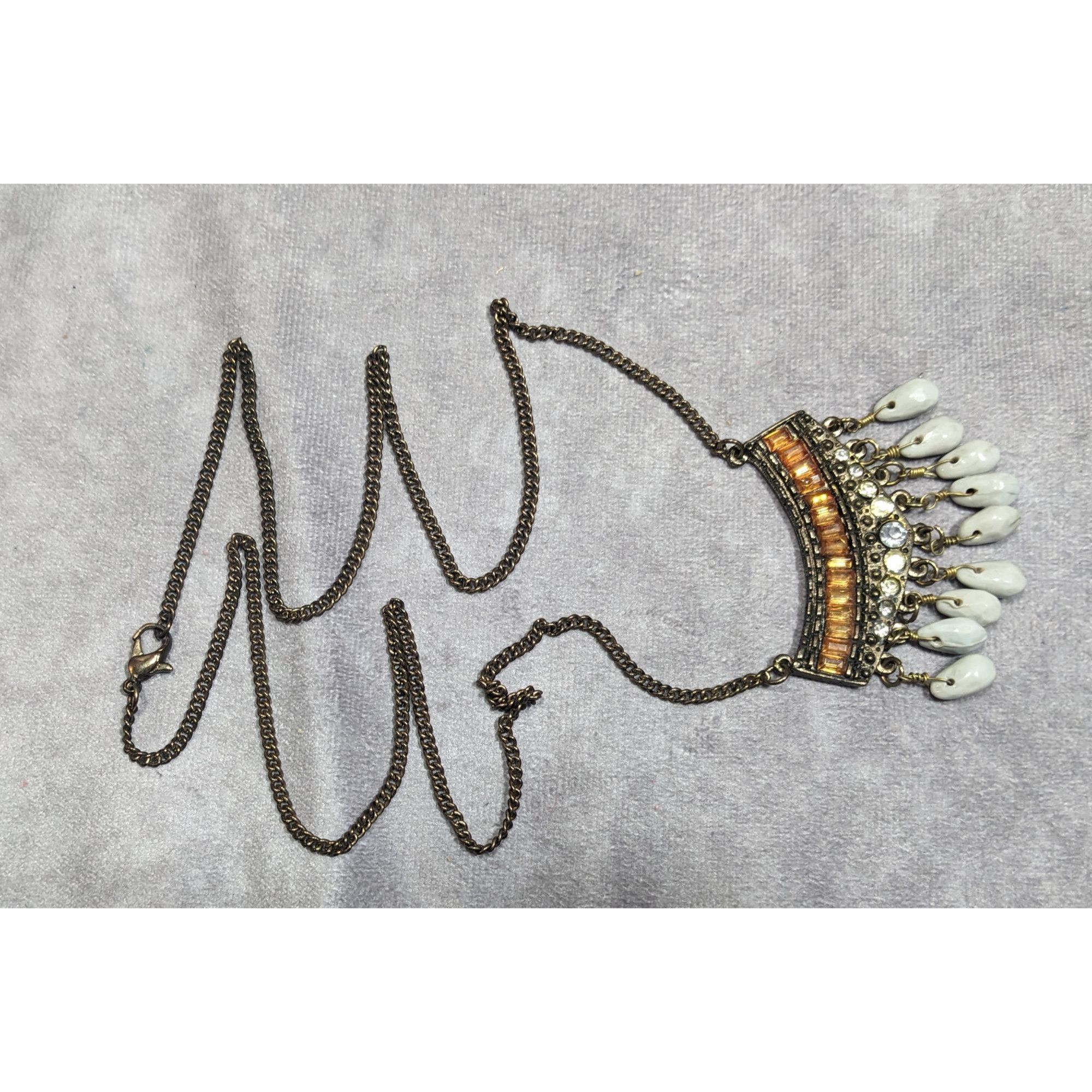 Other Bohemian Indie Rhinestone Gemmed Fringe Pendant Necklace Size ONE SIZE - 8 Thumbnail