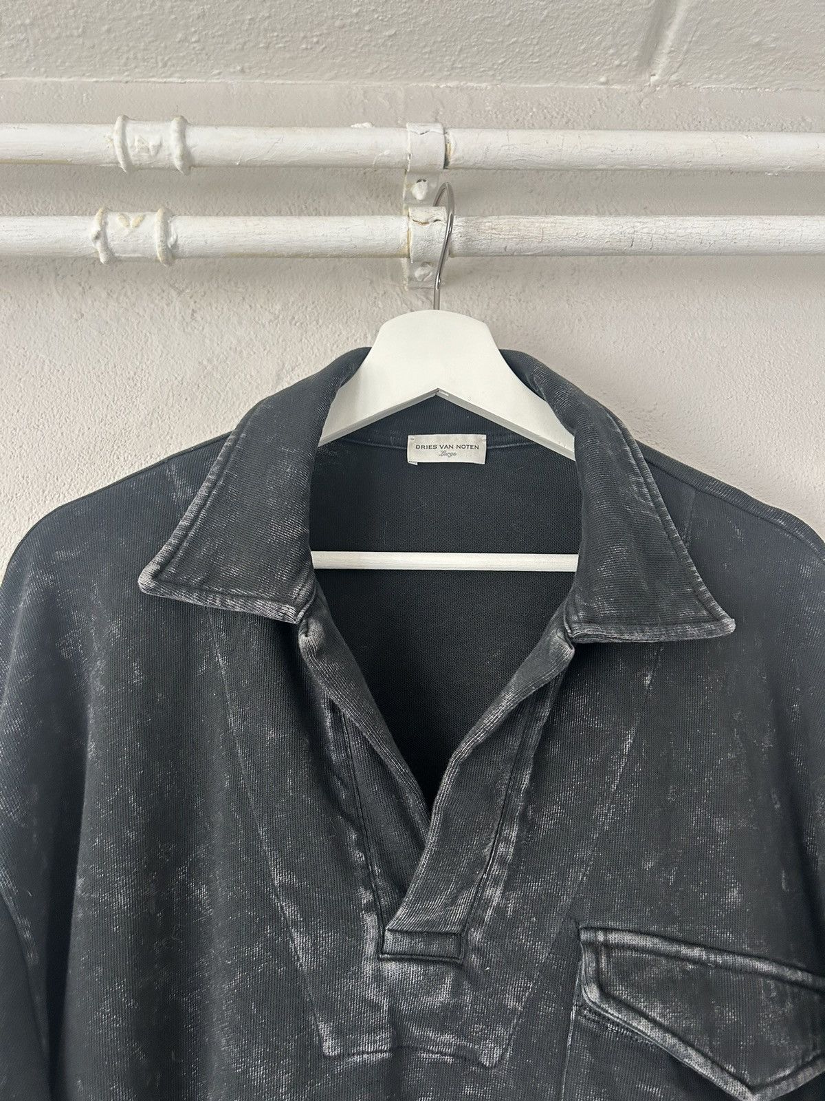 Dries Van Noten Oversized Vintage Washed Black Polo Sweater Size US M / EU 48-50 / 2 - 6 Thumbnail