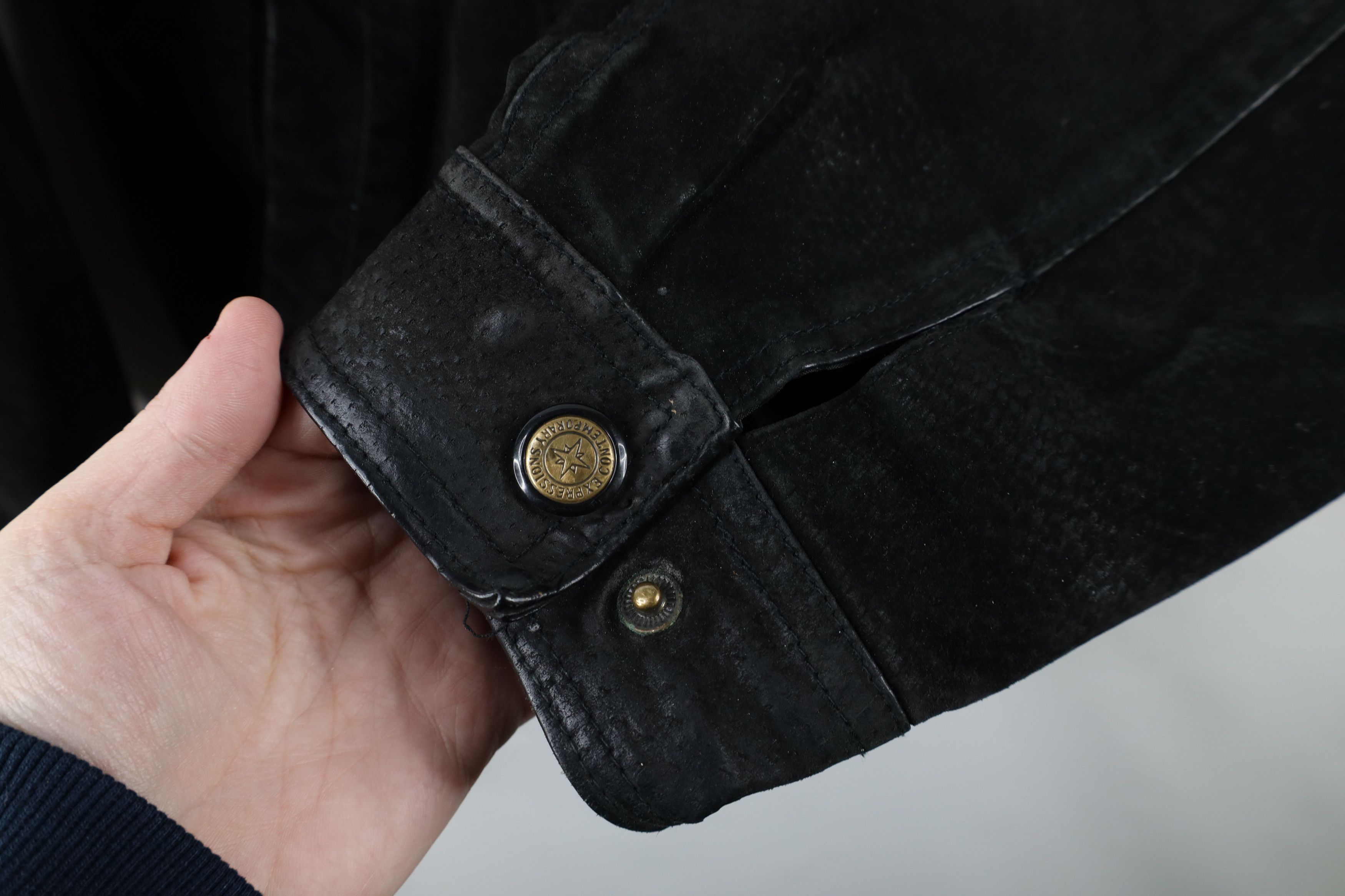 Vintage Vintage 90s Streetwear Suede Leather Bomber Jacket Black Size US M / EU 48-50 / 2 - 4 Thumbnail