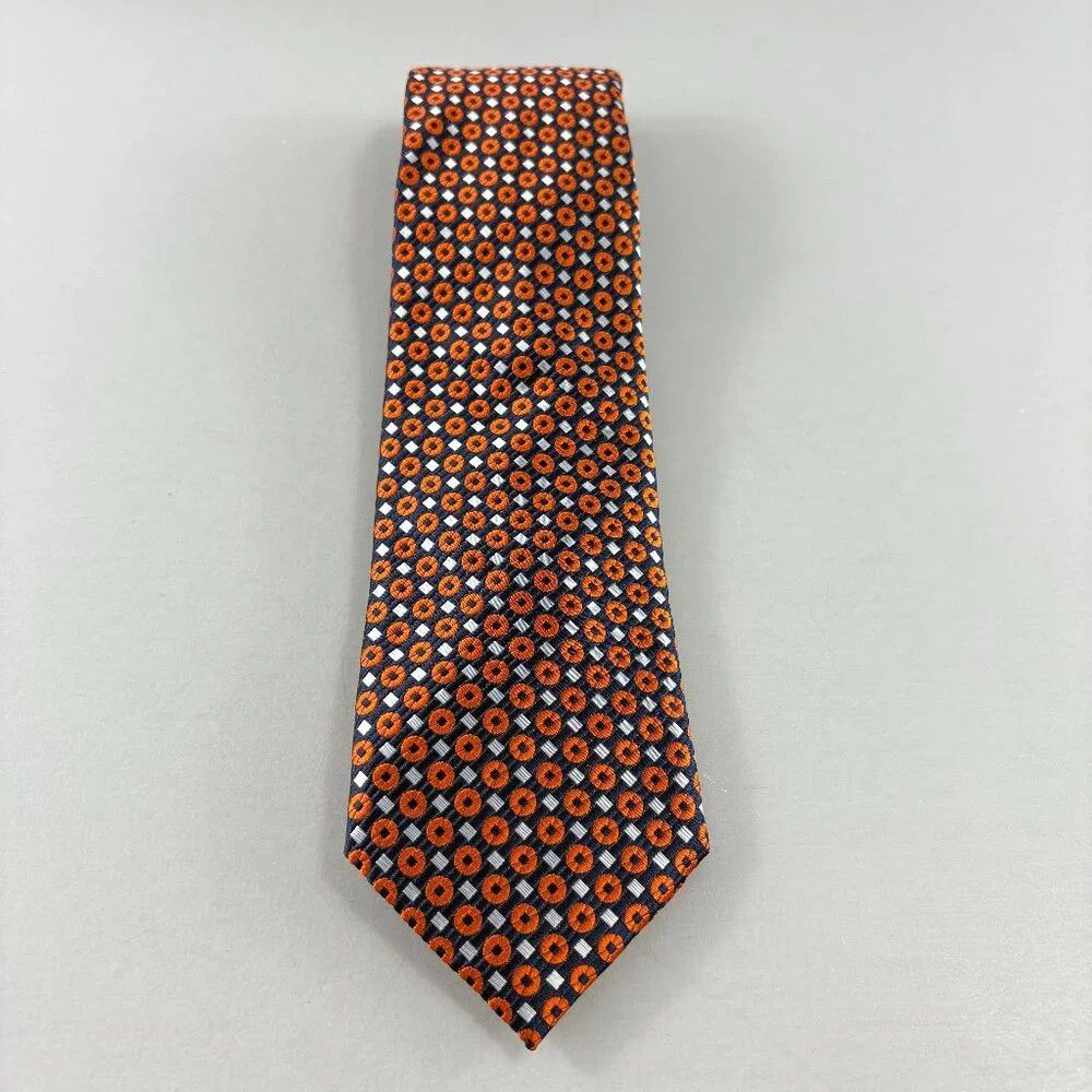 Barneys New York Barney's New York Black / Orange Circles Men's Tie Size ONE SIZE - 1 Thumbnail