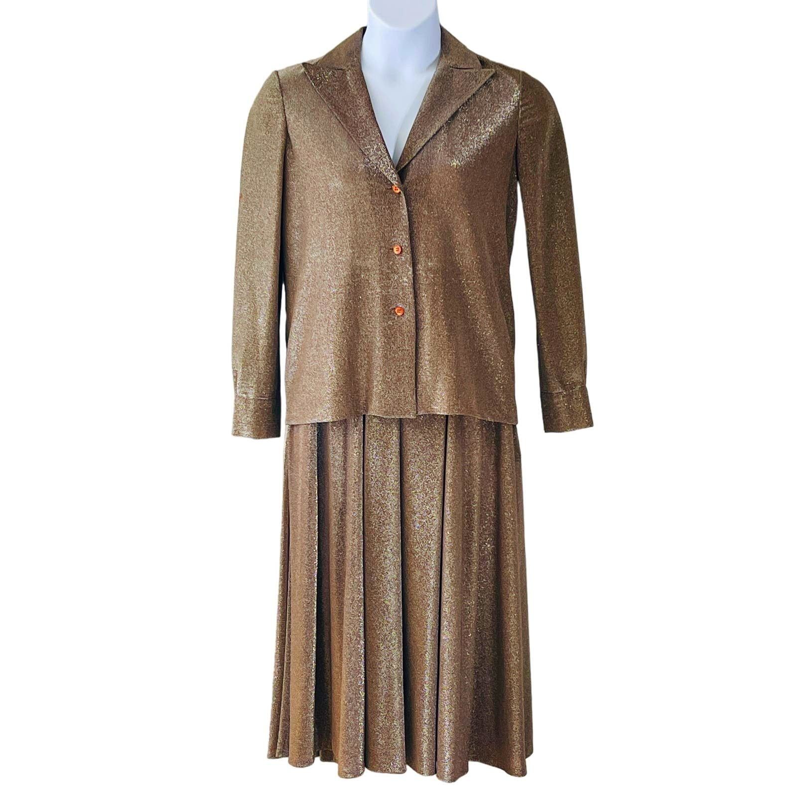 Vintage VINTAGE 70s Metallic Jersey 2 Piece Dress Size Medium Size M / US 6-8 / IT 42-44 - 4 Thumbnail