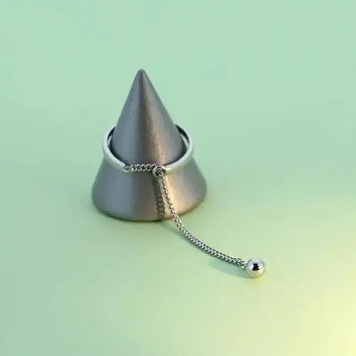Vintage Authentic 925 Sterling Silver Sweet Beads Chain Open Ring Size ONE SIZE - 3 Thumbnail