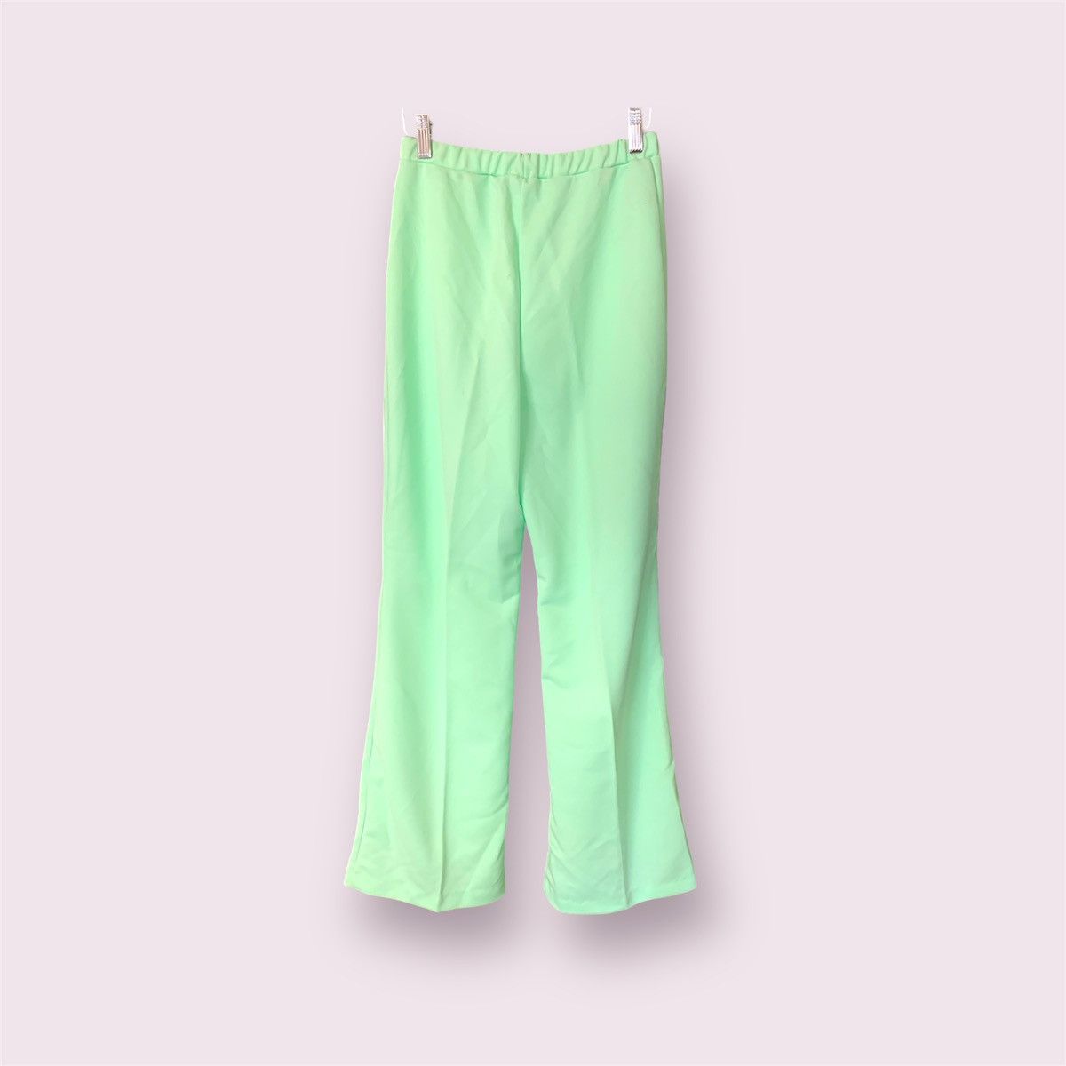 Vintage VTG 70s Peppermint Green Flare Pants Size 28" / US 6 / IT 42 - 2 Thumbnail