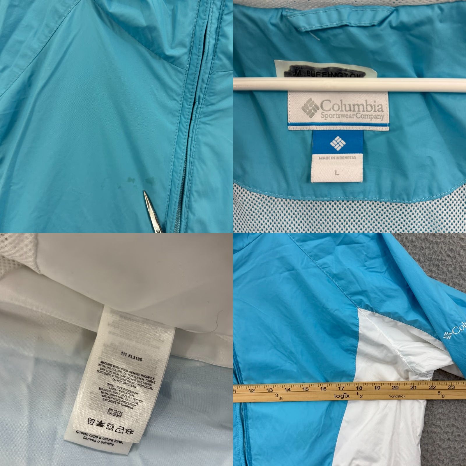 Vintage Columbia Windbreaker Jacket Womens Large Blue Lightweight Zip Up Hooded Size L / US 10 / IT 46 - 8 Thumbnail