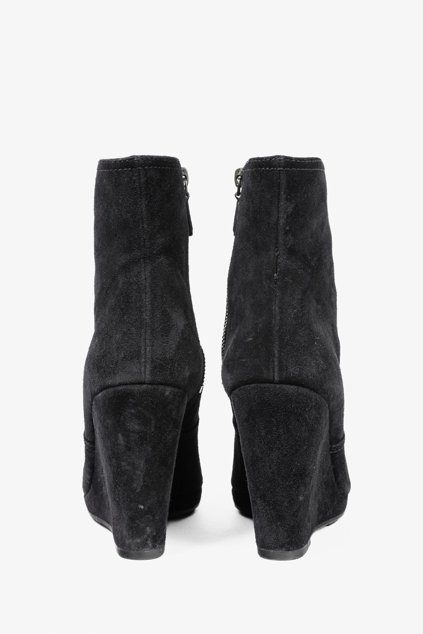 Prada Prada Black Suede Wede Booties Size US 7.5 / IT 37.5 - 3 Thumbnail