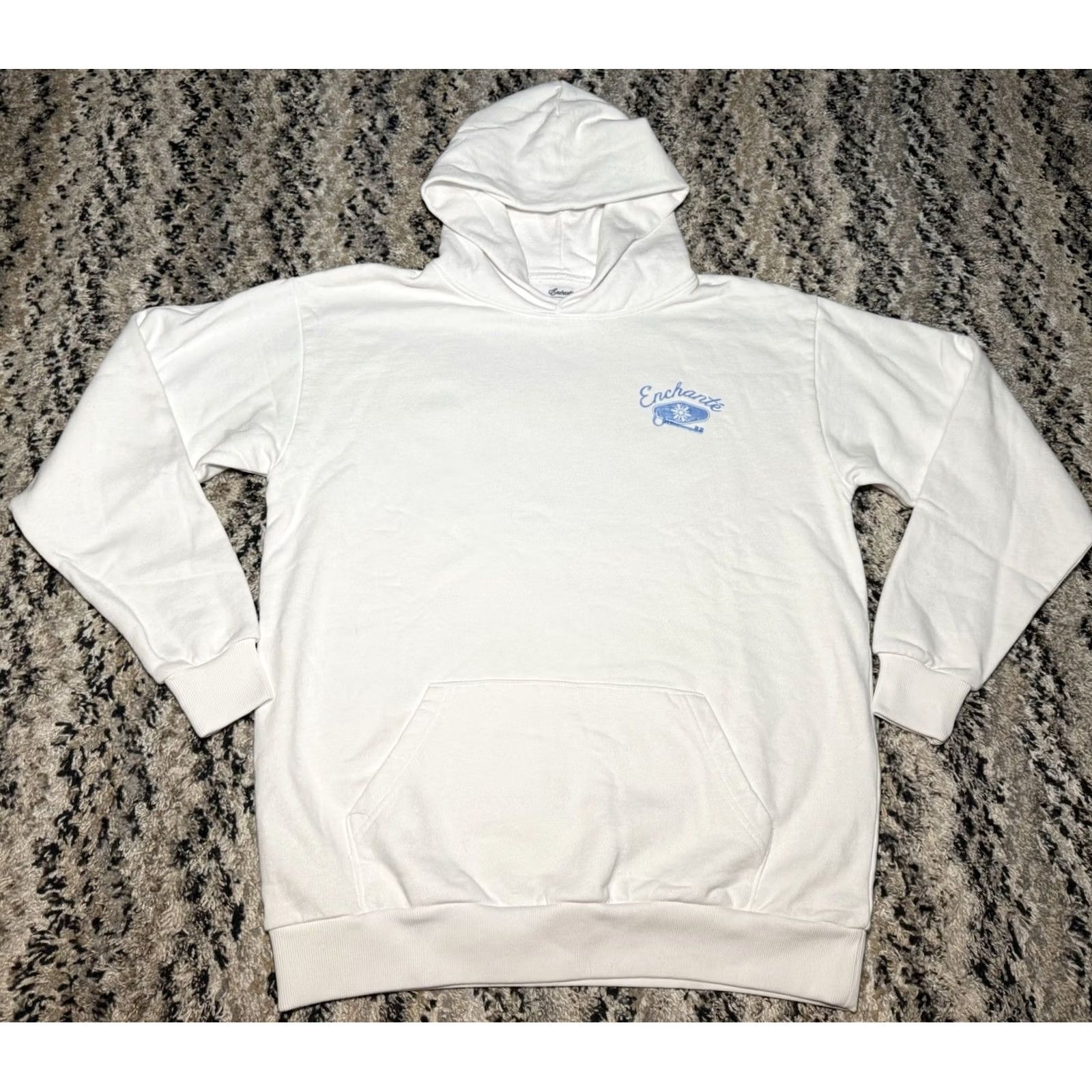 Vintage Chalet Hoodie Pullover White Size L Women Long Sleeve Hooded Pockets Graphic Print Easy Care 100% Cotton Modern Activewear Size L / US 10 / IT 46 - 3 Thumbnail
