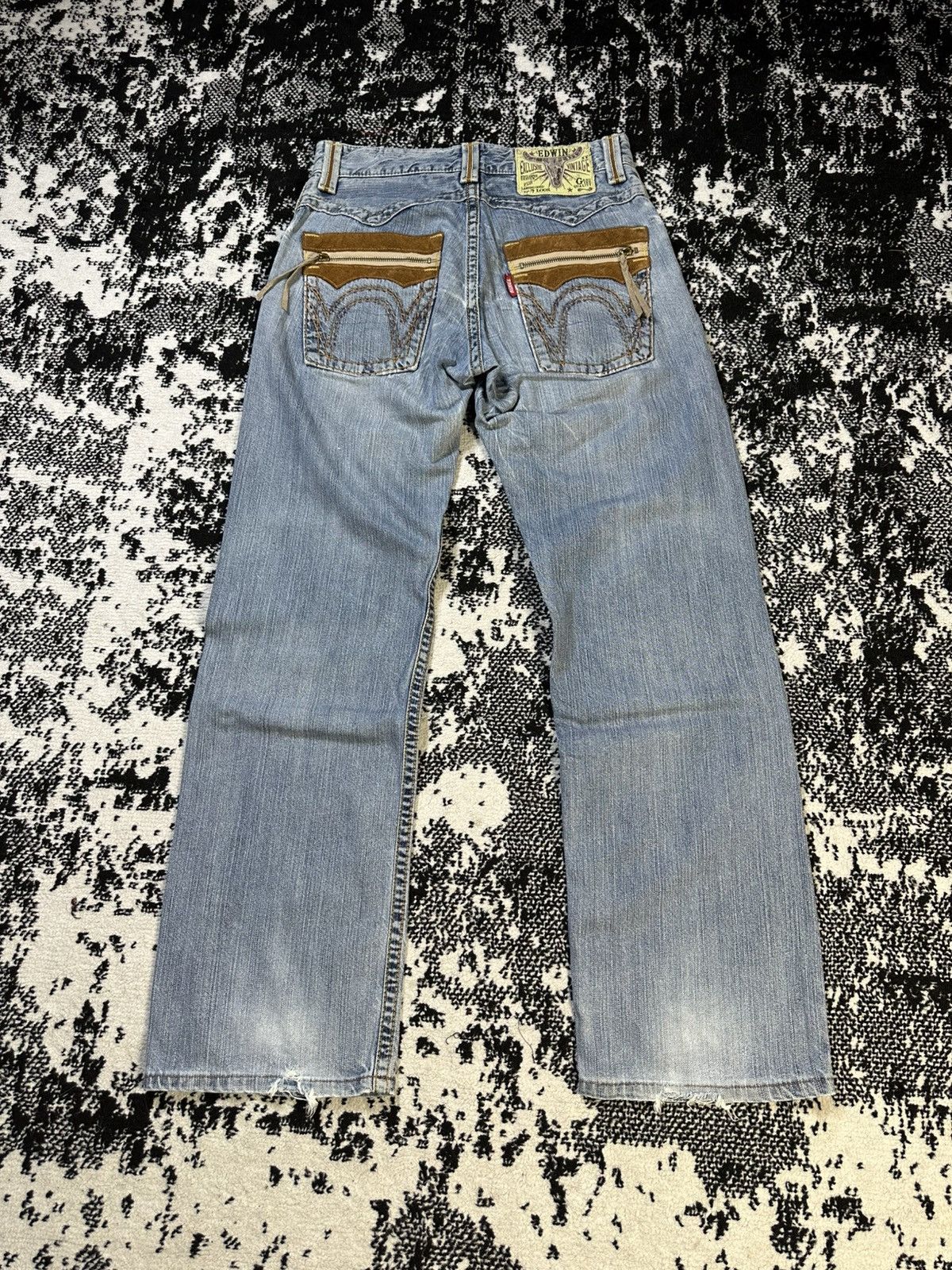 If Six Was Nine 2000s Vintage Edwin XV Distressed Rusty Jeans Sky Blue Size US 30 / EU 46 - 10 Thumbnail