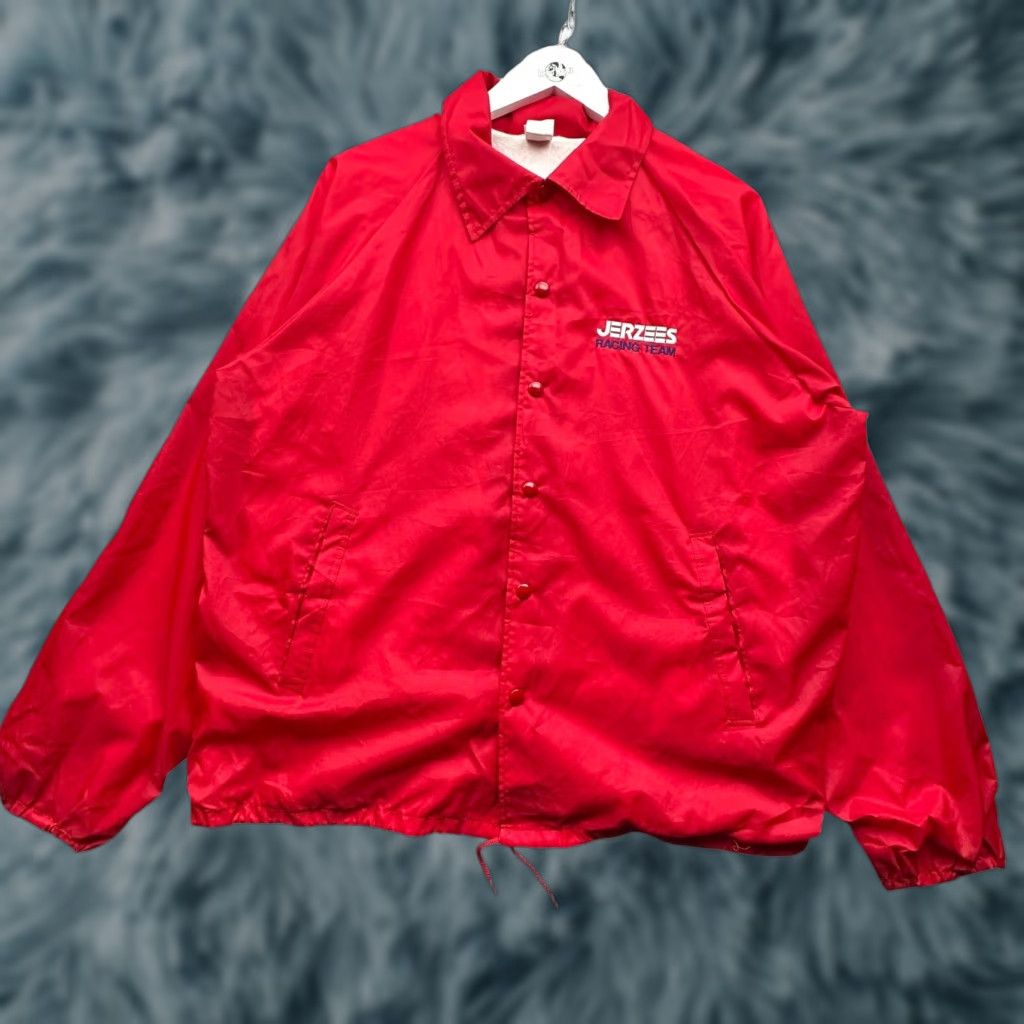 Jerzees VINTAGE Jerzees Russell Racing Team Windbreaker Jacket Mens XL Red Snap Button Jacket Size US XL / EU 56 / 4 - 1 Thumbnail