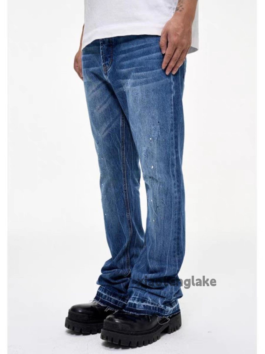 Jean × Vintage washed faded utility punk hiphop stain bootcut jeans Size US 36 / EU 52 - 1 Thumbnail