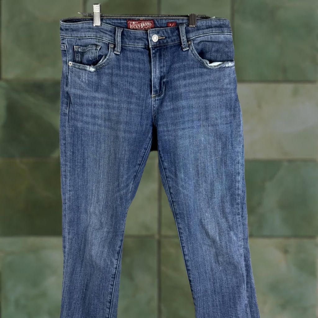 Lucky Brand Lucky Brand Sienna Slim Boyfriend Jeans Womens 4/27 Blue Mid Rise Distressed Jeans Women 5-Pocket Denim Slim Rise Mid Vintage: No Size 27" / US 4 / IT 40 - 1 Thumbnail
