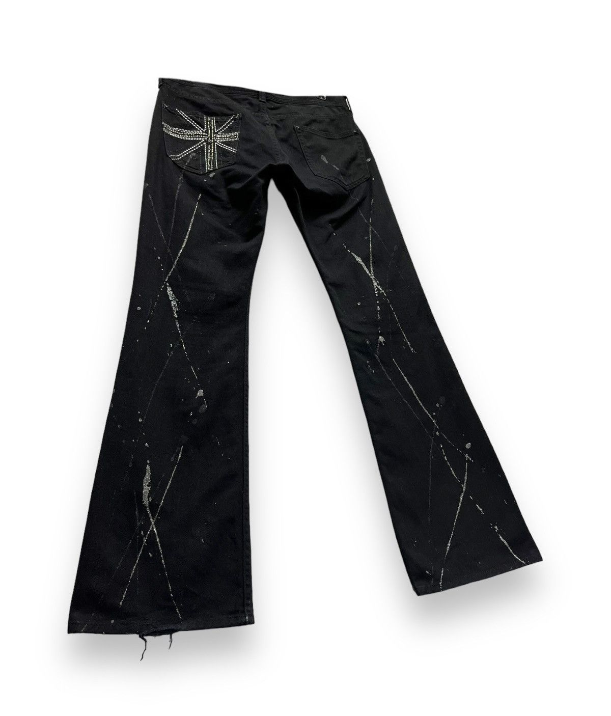 FLARE🔥SORRIDERE Glitter Splash Union Jack Punk Gothic Denim