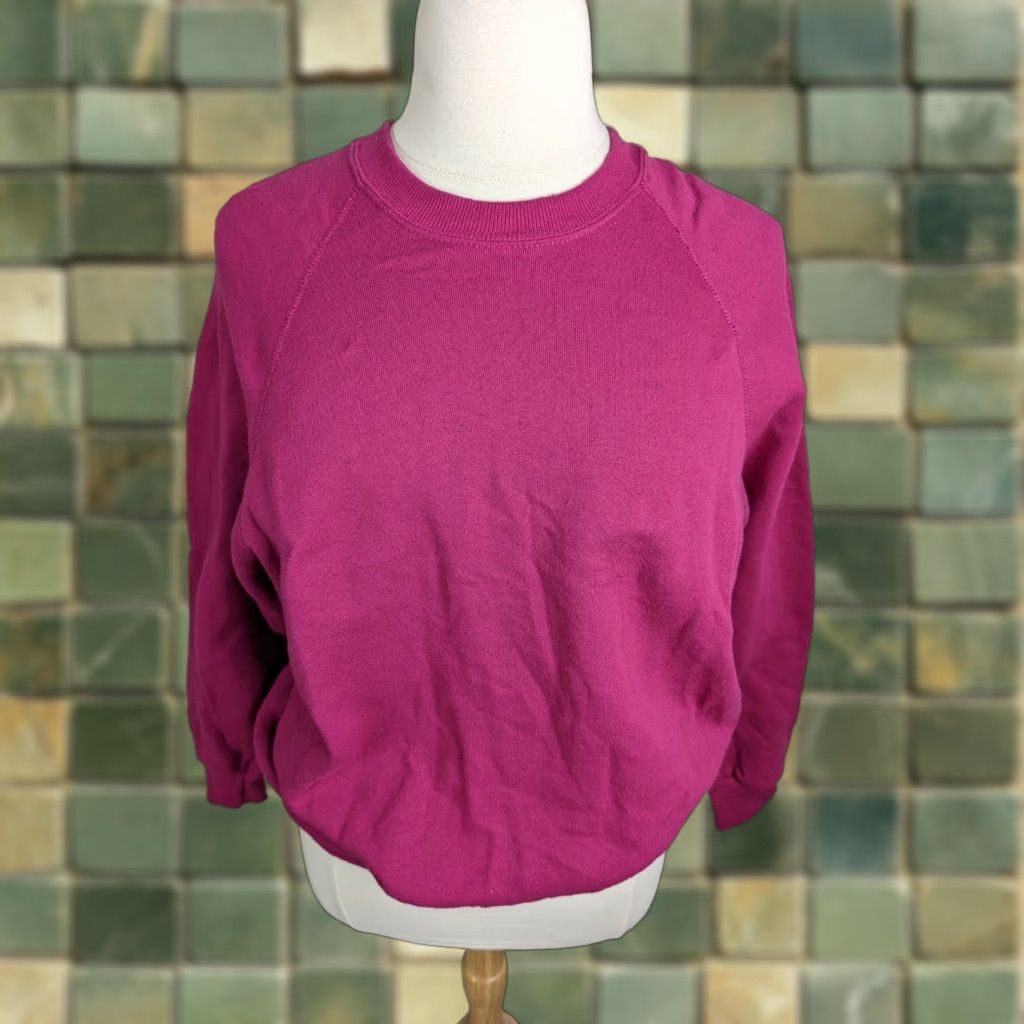Lee VINTAGE Lee Raglan Sweatshirt Pink Magenta 90s XL USA Made Crew Neck Sweatshirt Unisex Adults Size XL / US 12-14 / IT 48-50 - 1 Thumbnail