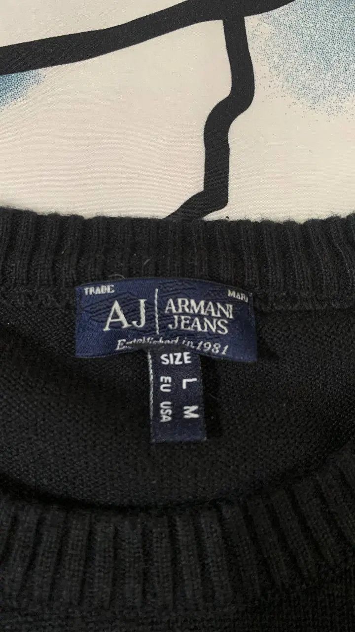 Emporio Armani Armani Jeans big logo knit sweater vintage black M size Size US M / EU 48-50 / 2 - 3 Thumbnail