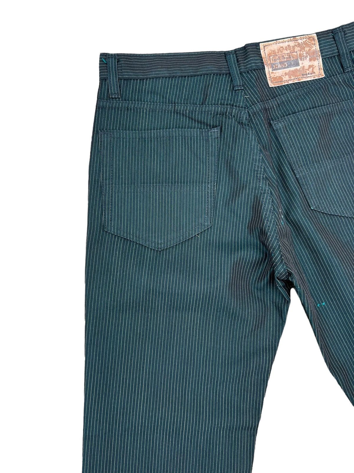 Vintage Paul Smith Jeans Shiny Dark Green Striped Pant Size US 28 / EU 44 - 12 Thumbnail