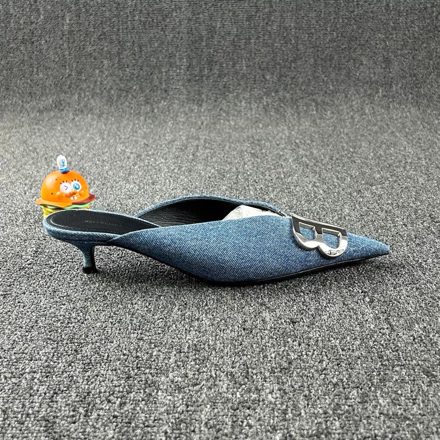 Balenciaga Balenciaga Denim Kitten Heel Pumps Double B Logo like new 37 Size US 6.5 / IT 36.5 - 4 Thumbnail