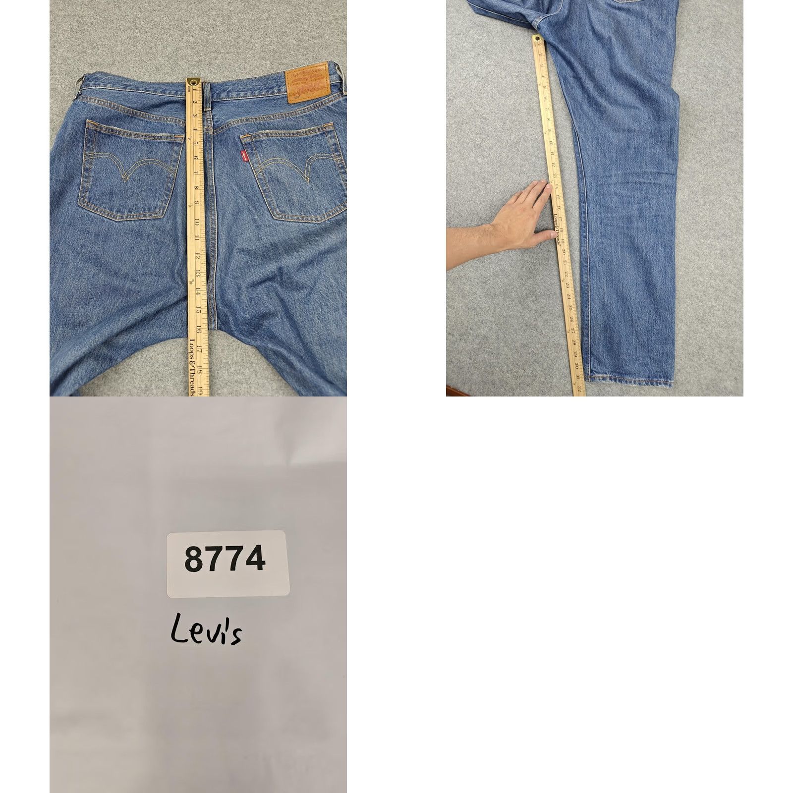 Levi's Levi's 501 Premium Jeans Mens 34x32 Blue Straight Button Fly Distressed Denim Jeans Size US 34 / EU 50 - 9 Thumbnail