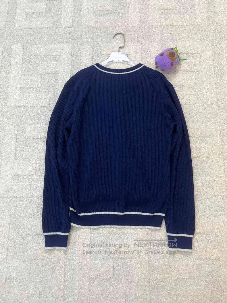 Gucci Gucci Blue striped Logo printed V-neck pullover casual kni Size US S / EU 44-46 / 1 - 2 Thumbnail