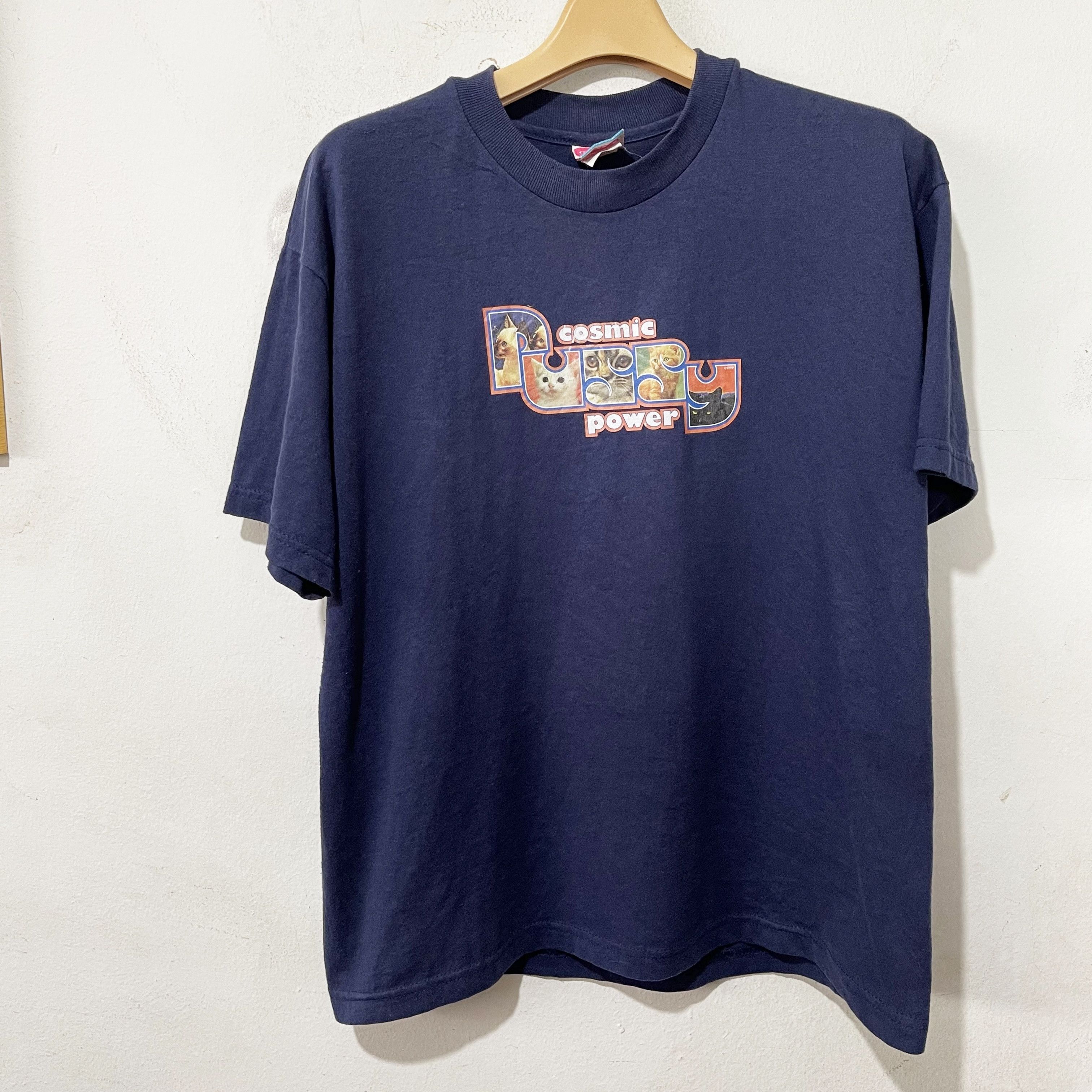 Vintage Vintage 90s Cosmic Puppy Power Cat T-Shirt Size US M / EU 48-50 / 2 - 1 Thumbnail