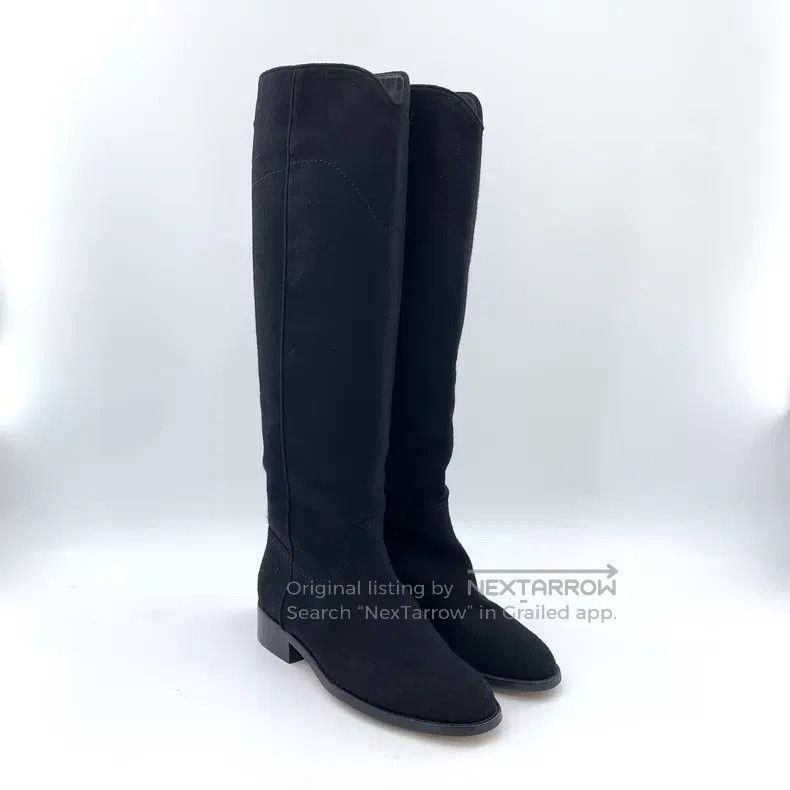 Chanel Chanel Black round toe suede casual flat high boots Size US 7.5 / IT 37.5 - 2 Thumbnail