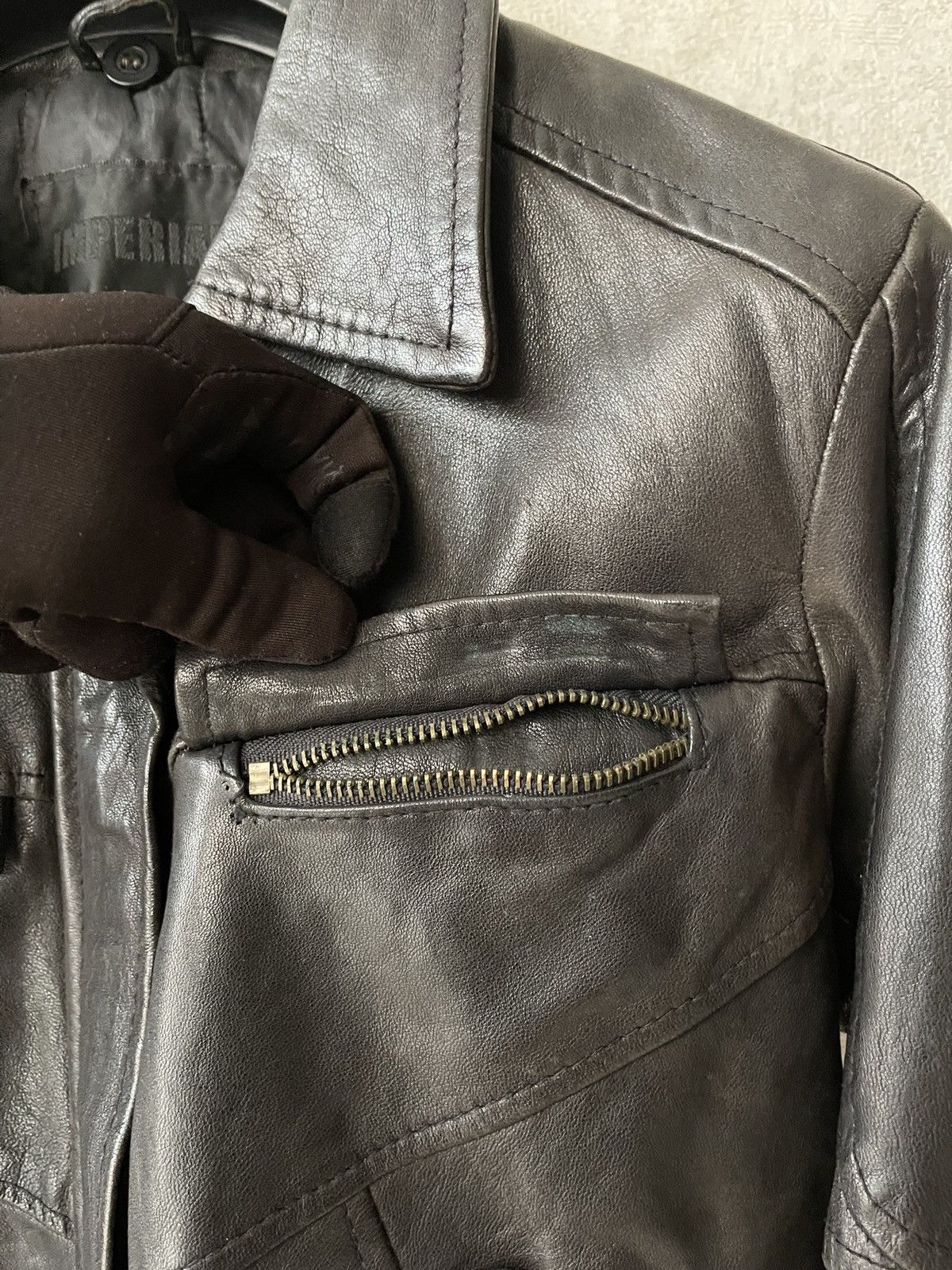 Imperial Vintage IMPERIAL Cropped Black Leather Bomber Jacket Italy Size S / US 4 / IT 40 - 3 Thumbnail