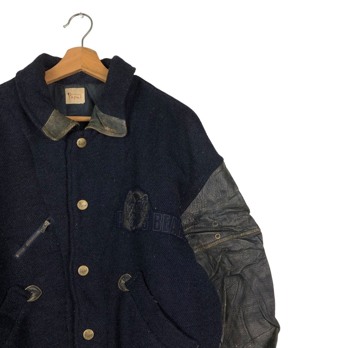 Japanese Brand 🔥VINTAGE LEATHER JACKET JUMPER STADIUM PAPAS BIG LOGO Size US M / EU 48-50 / 2 - 8 Thumbnail