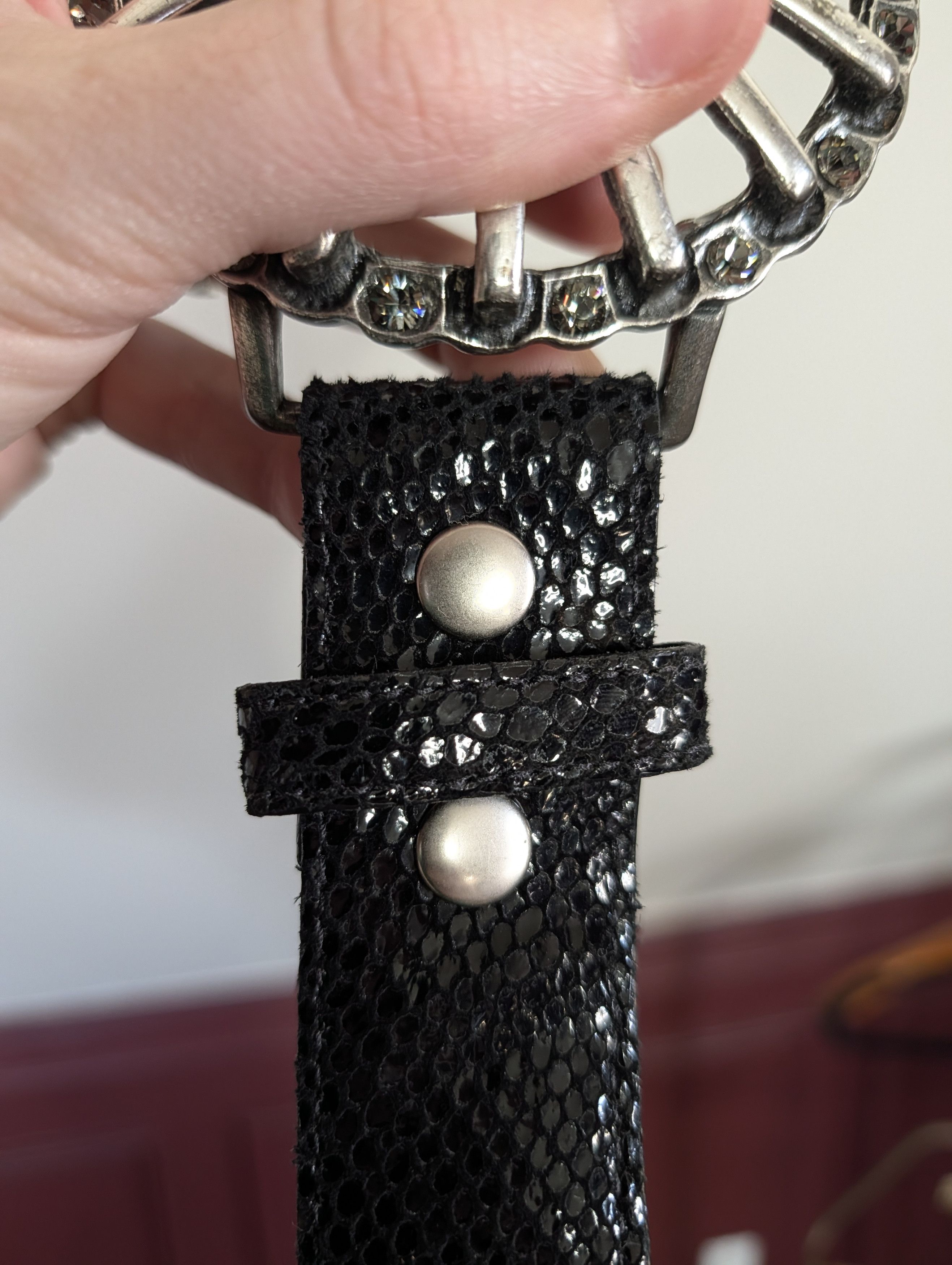 Vintage JANA KOS Large circle gemstone buckle snake belt Size ONE SIZE - 5 Thumbnail