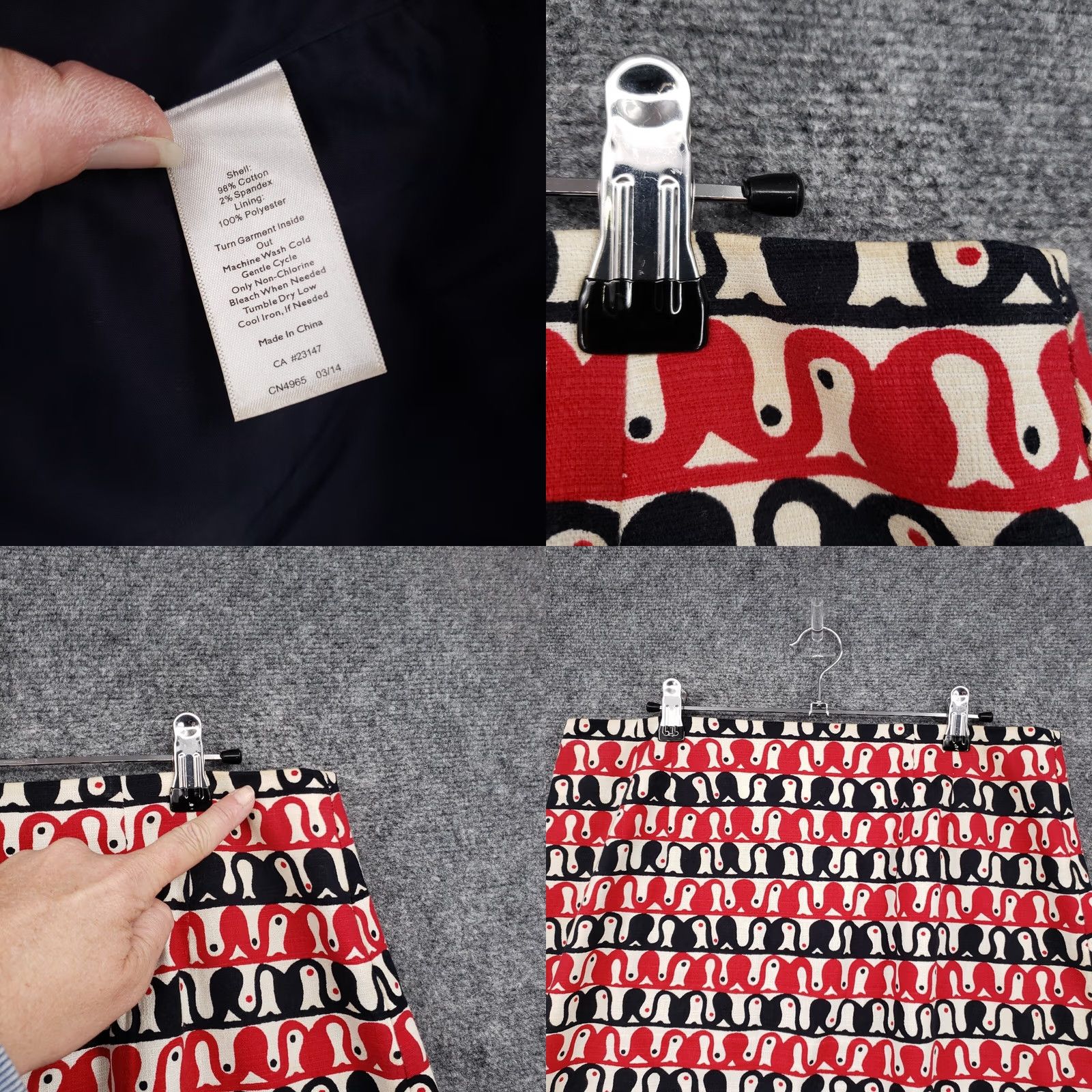Talbots Talbots Skirt Womens 8 Red Mini Line Side Zip Stretch Geometric Lined Casual Size 30" / US 8 / IT 44 - 9 Thumbnail
